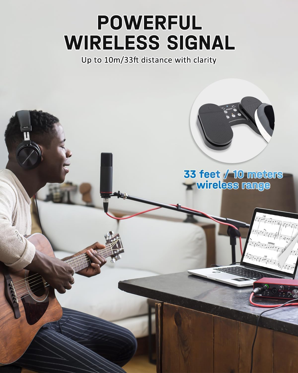 Wireless Page Turner Pedal for iPad, STRICH Rechargeable Music Page Turner Pedal, USB Silent Foot Pedal for Tablets Smartphones iPad Pro Multimedia Platforms PC, SPT-10