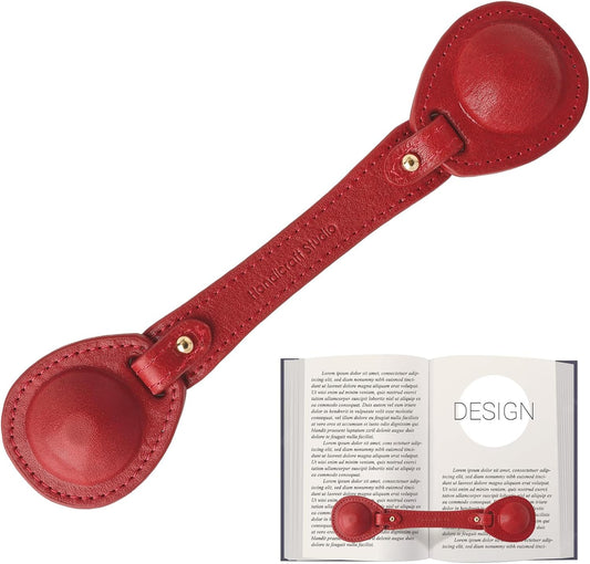 Leather Weighted Book Page Holder for Women Men, Book Weight Page Holder for Book Lovers, Book Accessories Gift for Reading Lovers (Red)