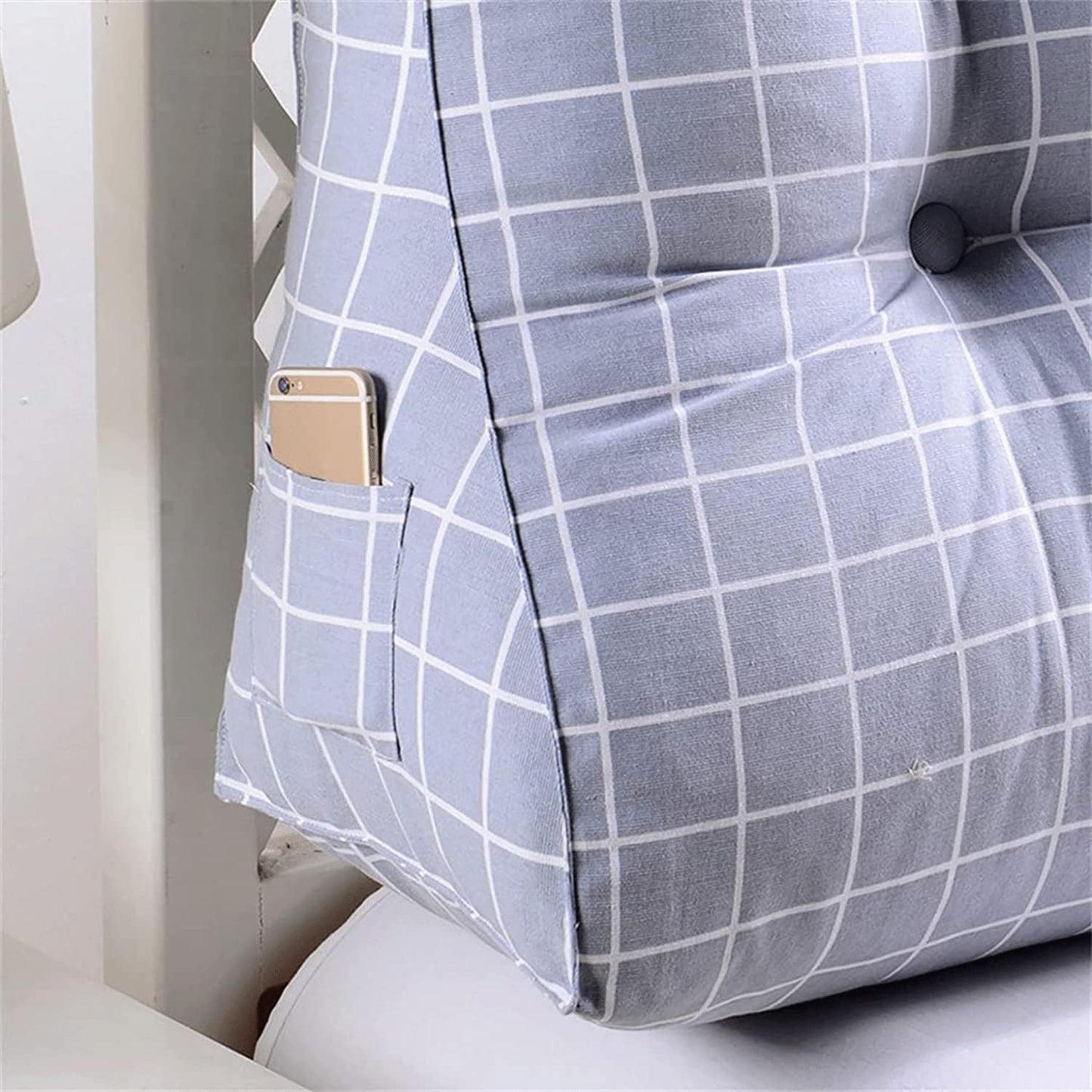 King Size Headboard Pillow,Triangular Wedge Pillow Positioning Support Reading Cushion Headboard Cushion Double with Removable Cover(Size:55x30x60cm,Color:A)