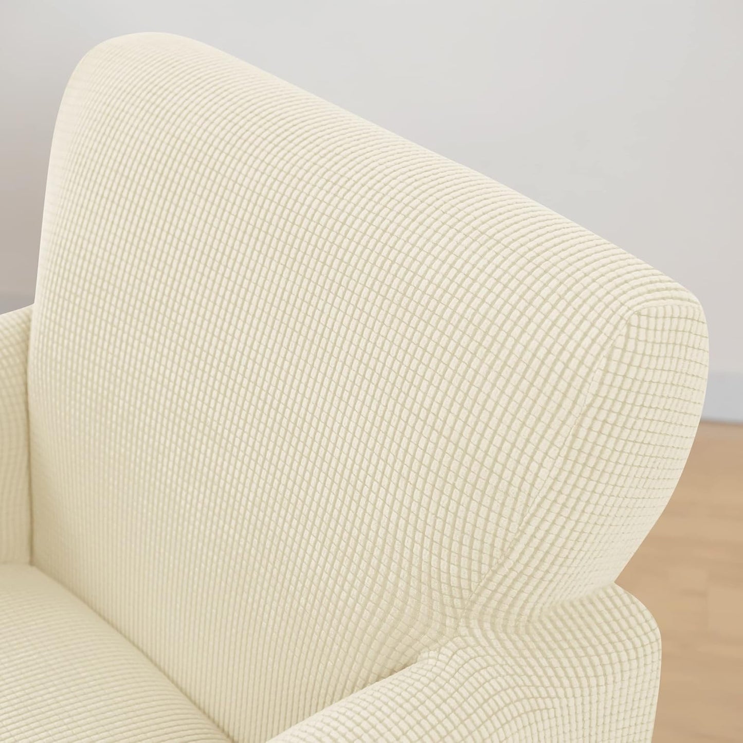 LiveGo Stretch Mid Century Modern Armchair Slipcover 1-Piece Jacquard Accent Chair Covers with Arms Soft Waterproof Chair Slipcovers for Living Room Furniture Protector Office (Beige a)