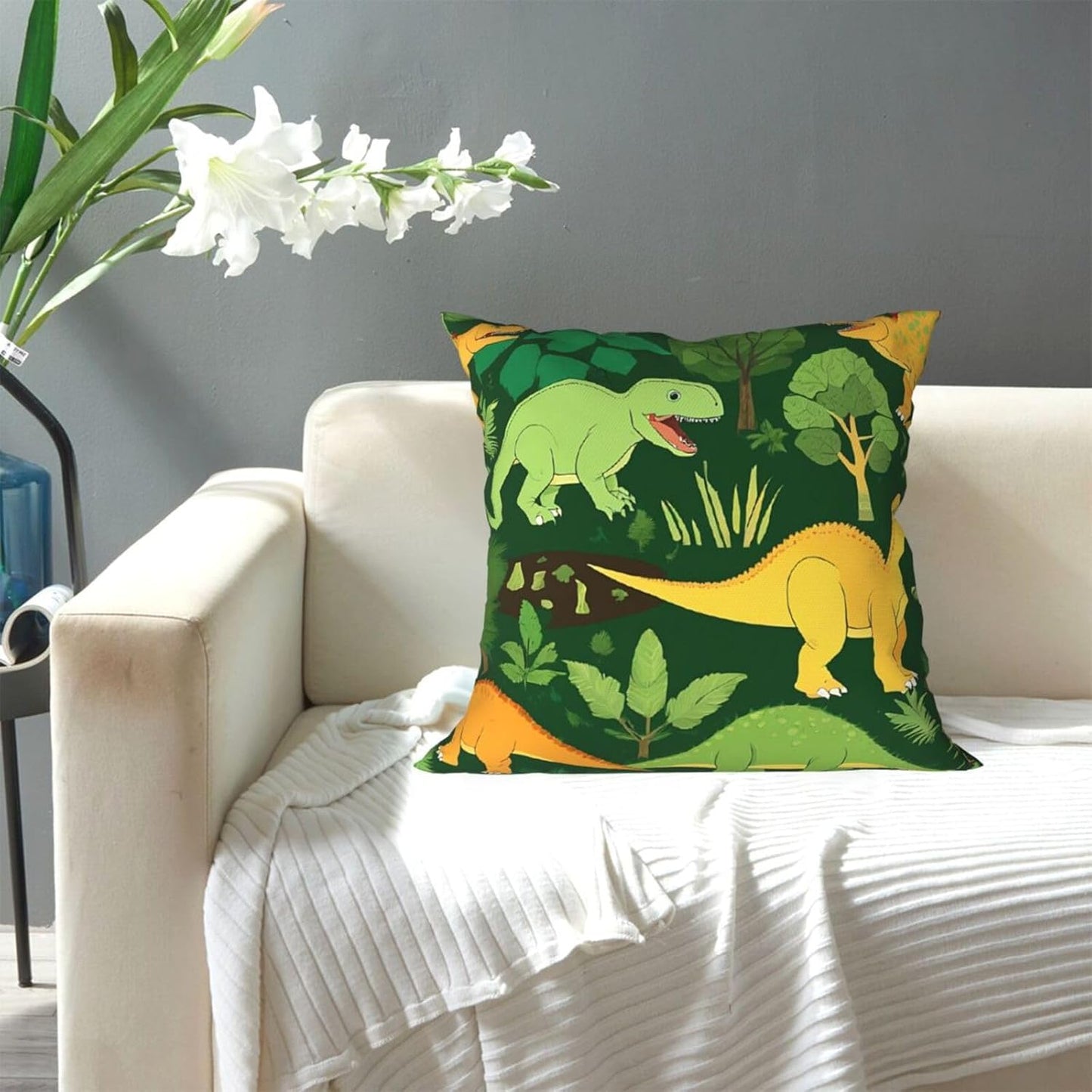 All-Season Square Pillow Covers 18"X18", Palm Leaf, Decorative Throw Pillow Covers for Sofa Bed Couch, Hidden Zipper Cushion Cover, Square Lumbar & Accent Pillowcases for Home Decor
