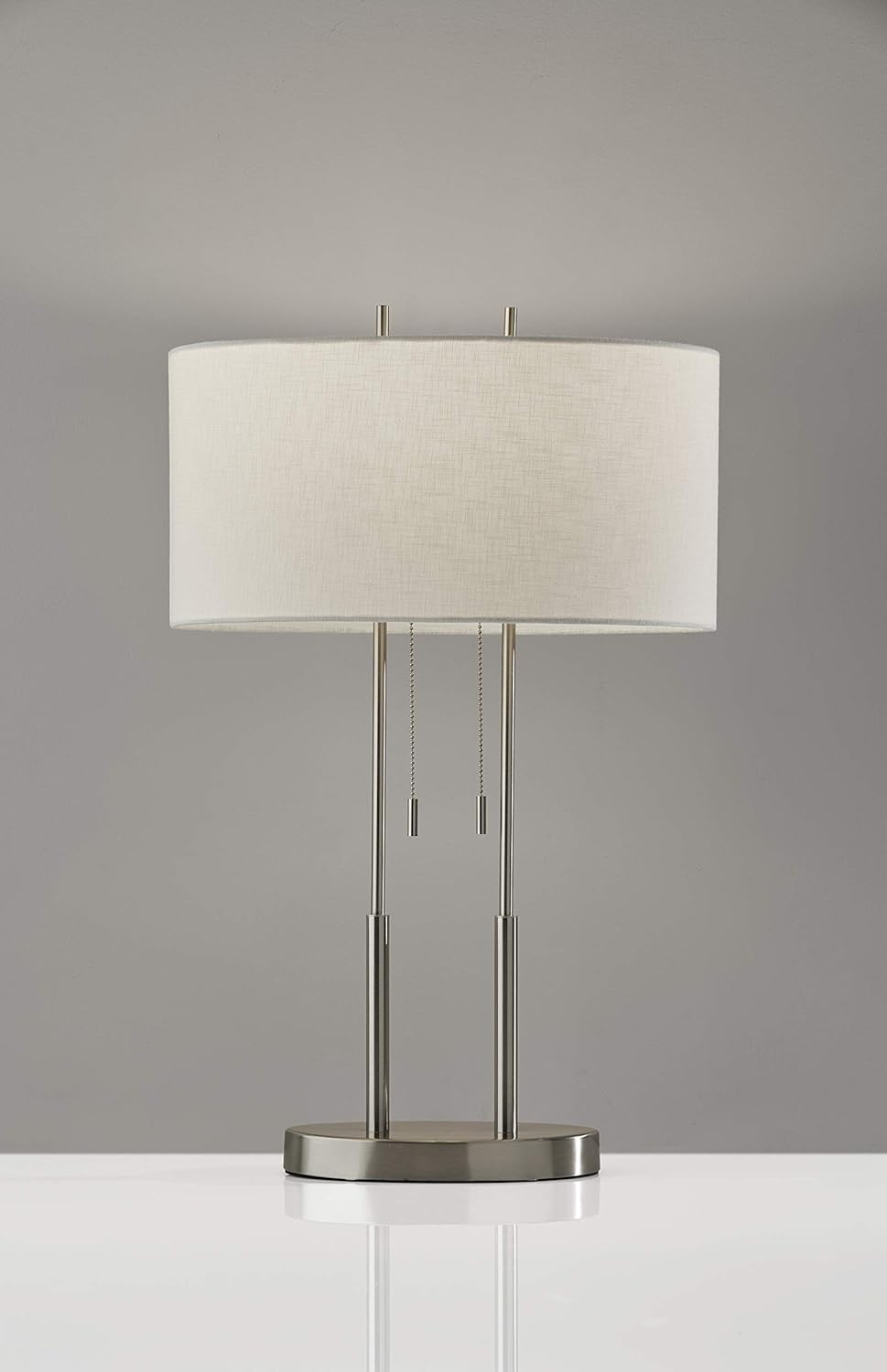Adesso 4015-22 Duet 27" Table Lamp, Satin Steel, Smart Outlet Compatible