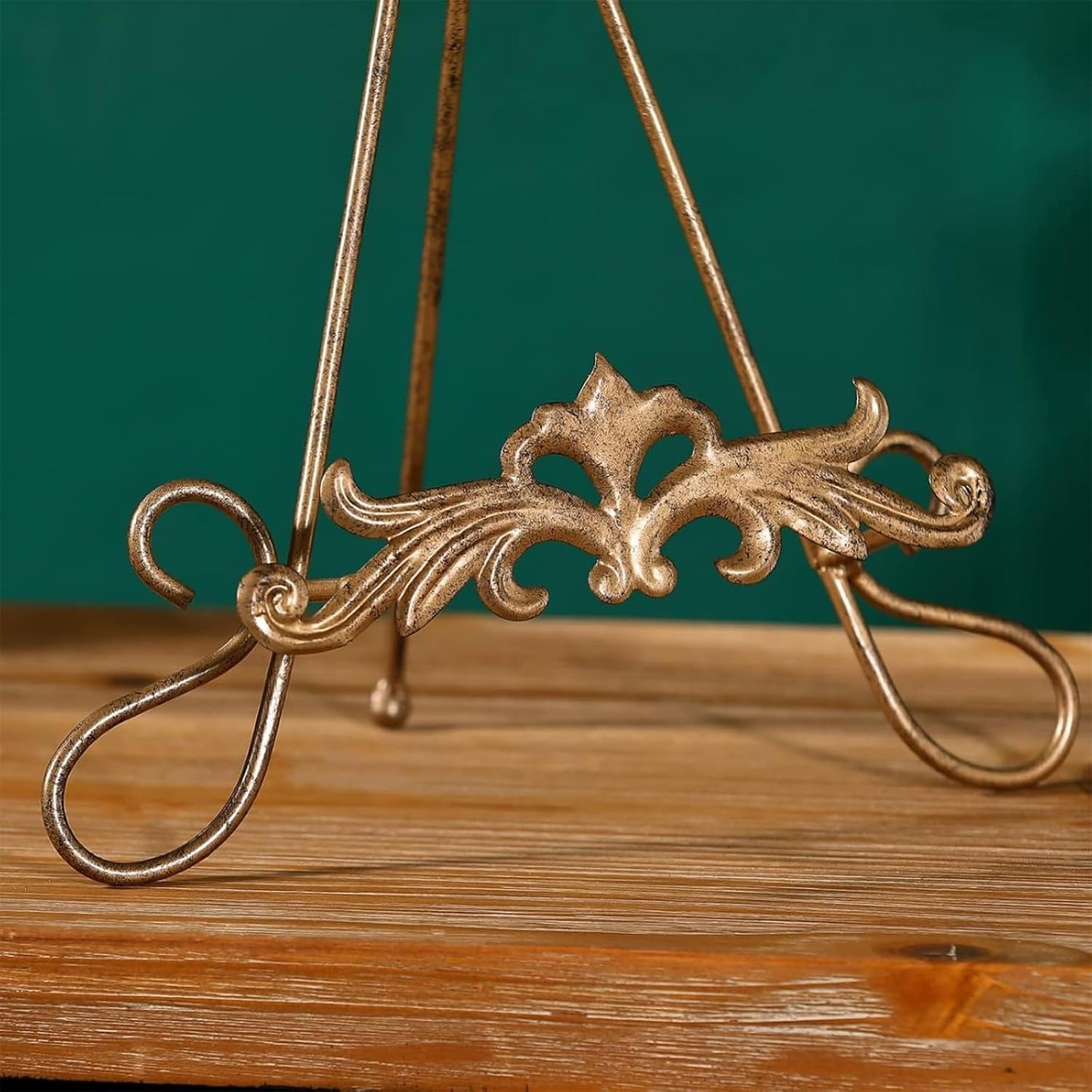 13.8" H Fleur-de-Lis Easel Stand,Metal Book Stand, Plate Holder Display Stand, Picture Frame Stand, Home Decor (Bronze)