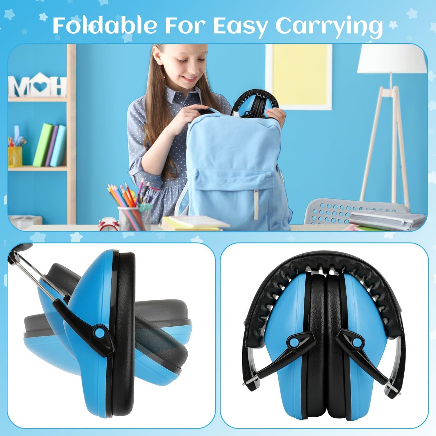 Floriogra 3 Pack Noise Canceling Headphones for Kids, Kids Ear Protection Earmuffs for Autism, Toddler, Children, Noise Cancelling Sound Proof Earmuffs/Headphones for Concerts, Air Shows, Fireworks