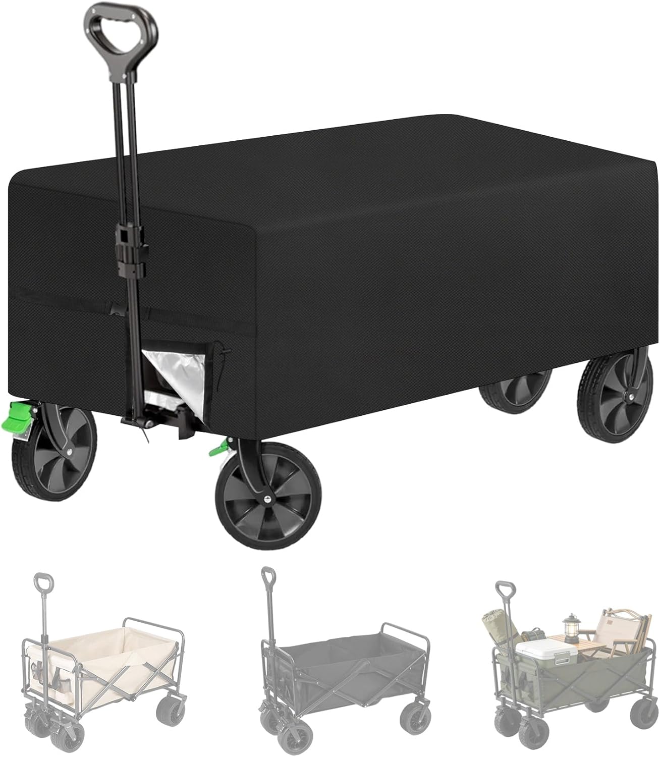 Klmnop Extended Wagon Cover, Waterproof 420D Silver-Coated Oxford Fabric, 54" L x 22" W x 24" H Heavy-Duty Dust-Proof Folding Wagon Cover for Outdoor Camping Beach Garden Cart(Black)