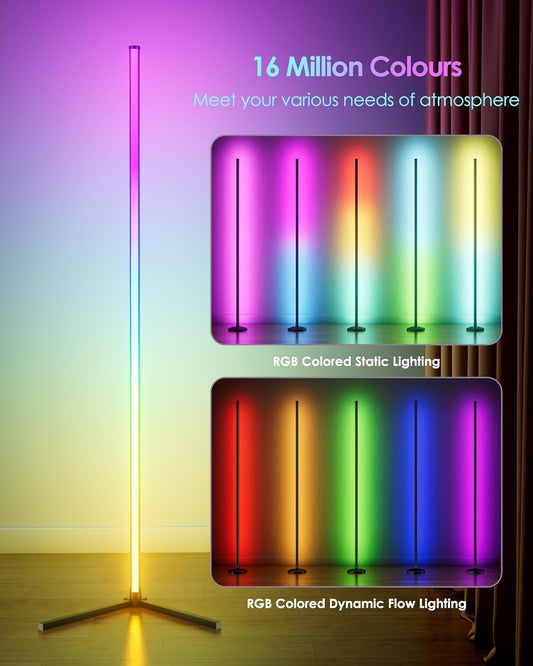 KFM Corner Floor Lamp, 65" Smart RGB LED Corner Lamp with App & Remote Control, 16M Colors,300+ Modes, Music Sync & Timer, Modern Mood Light for Living Room, Gaming Room & Bedroom (2)