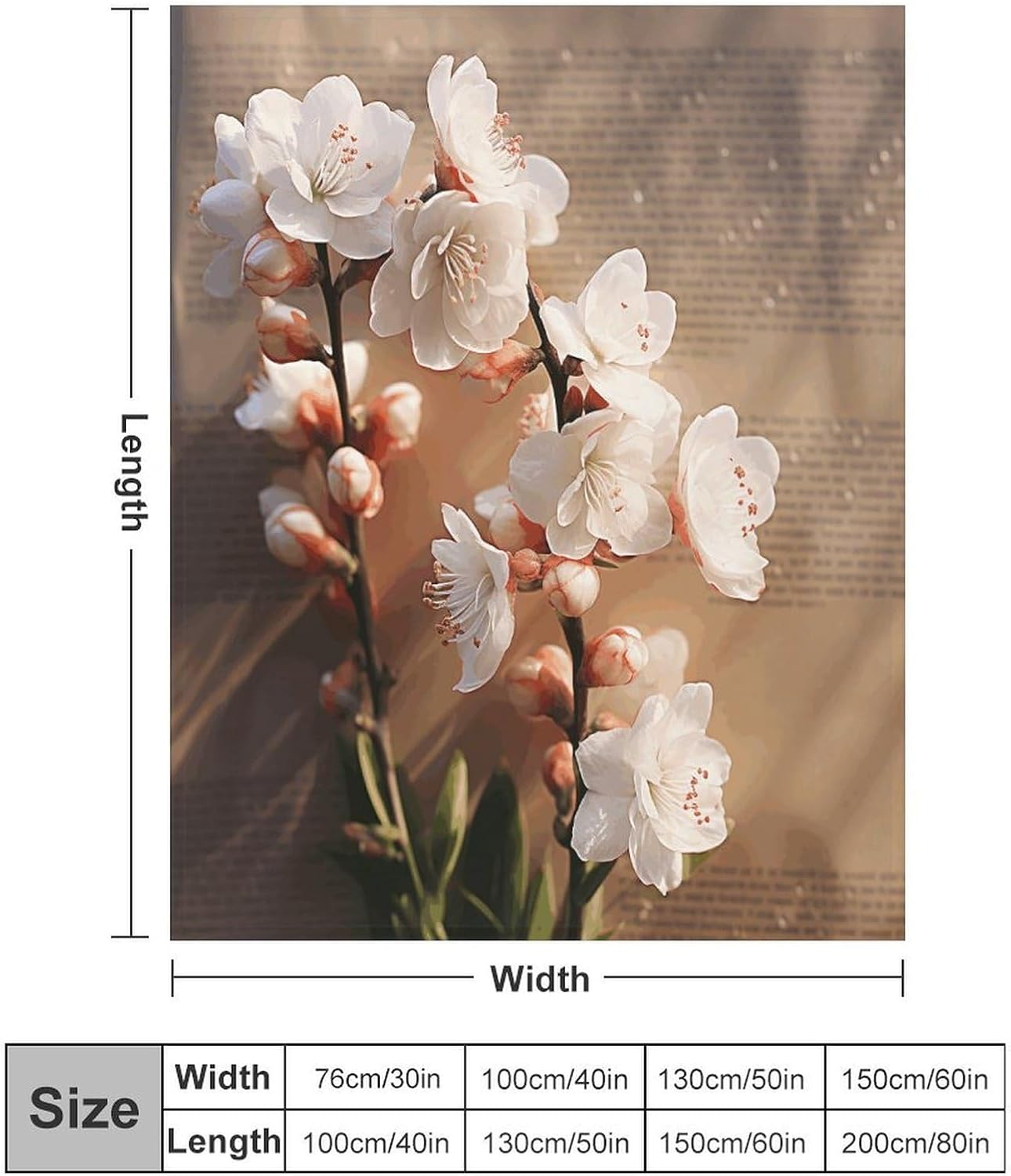 A Peach Blossom Throw Blanket for Couch Super Soft Warm Lightweight Throw Blankets Cozy Flannel Bed Blanket Cute Decorative Blankets for All Seasons Home Decor Gift 60"*80"（150 * 200cm）