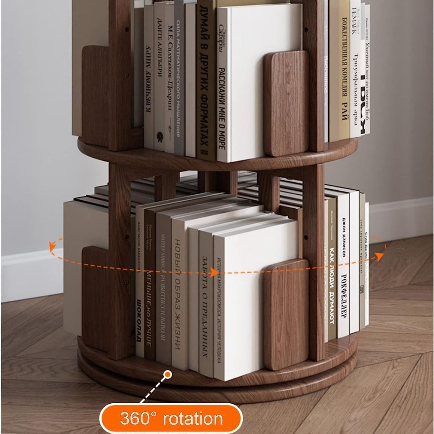 360° Rotating Bookshelf - 5-Tier Floor-to-Ceiling Bookcase, Space-Saving Home Organizer, Reliable & Stable Storage for Books & Decor, Ideal for Living Room & Office