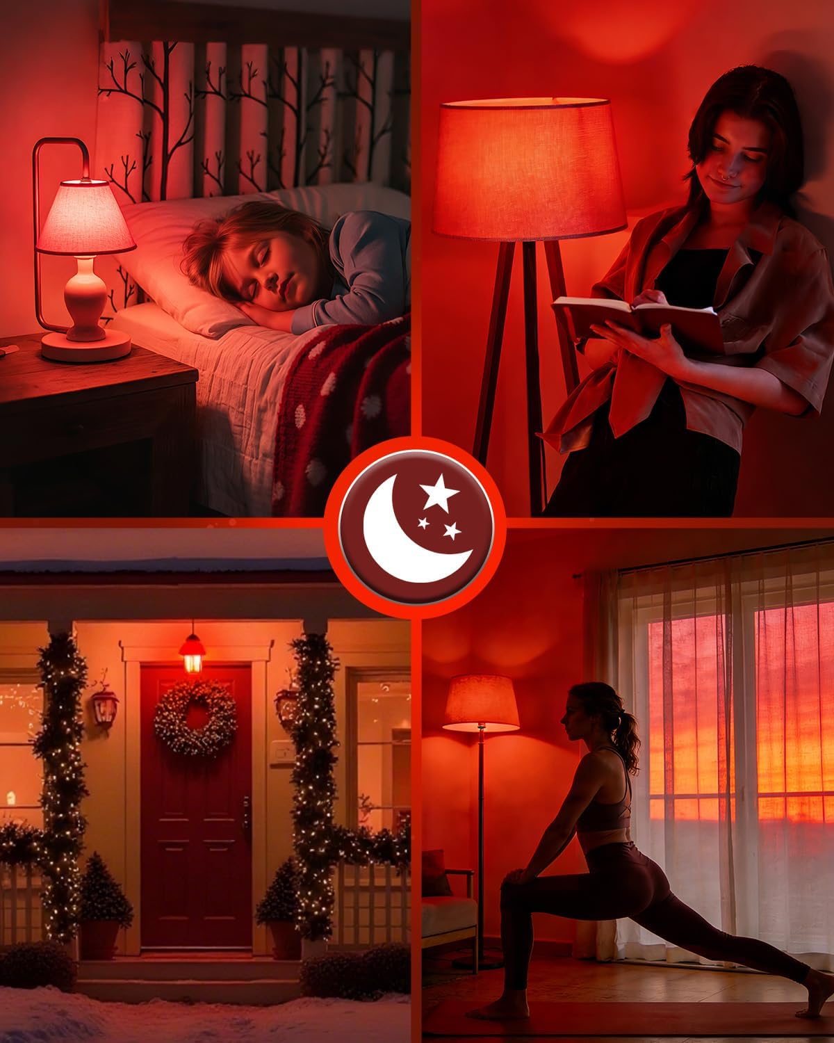 7W 670nm Red Light Bulb for Sleep, 100% Blue Light Blocking Red Night Light Bulbs for Melatonin Promote, A19 E26 50W Equivalent LED Red Bulb for Bedroom Lamp, Baby Nursery, Reading, 2-Pack