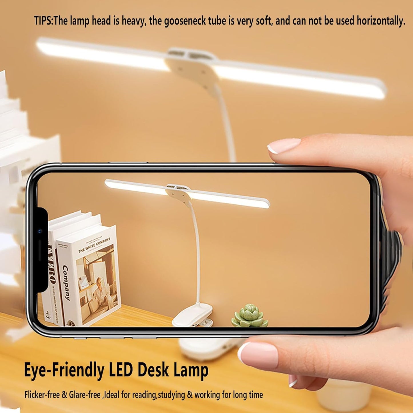 Dual Head LED Desk Lamp with Clamp, Eye-Caring Clip on Lights for Home Office, 4000mAh Rechargeable Battery Operated Table Lamps,3 Lighting Modes & Brightness Dimmer Light for Students (4000)