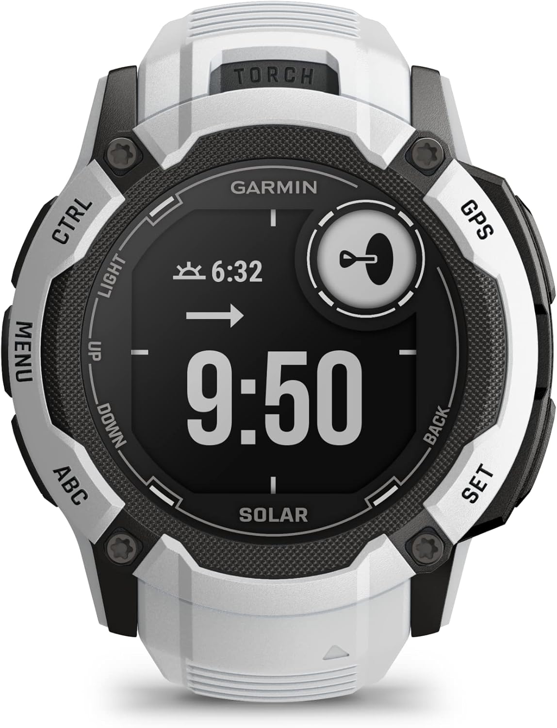 Garmin Instinct 2X Solar, Rugged GPS Smartwatch, Built-in Flashlight, Solar Charging Capability, Multi-Band GNSS, Whitestone