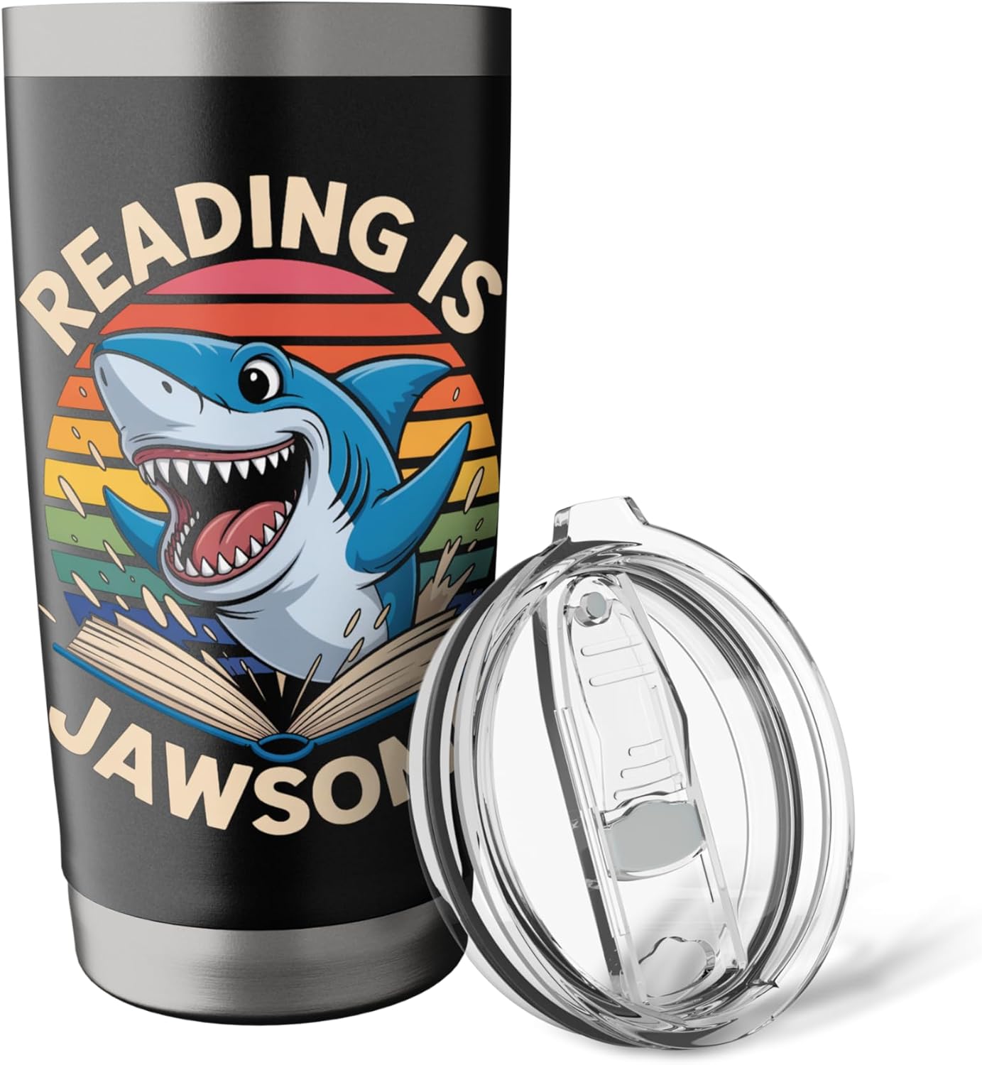 Reading Is Jawsome Shark reading Stainless Steel Insulated Tumbler
