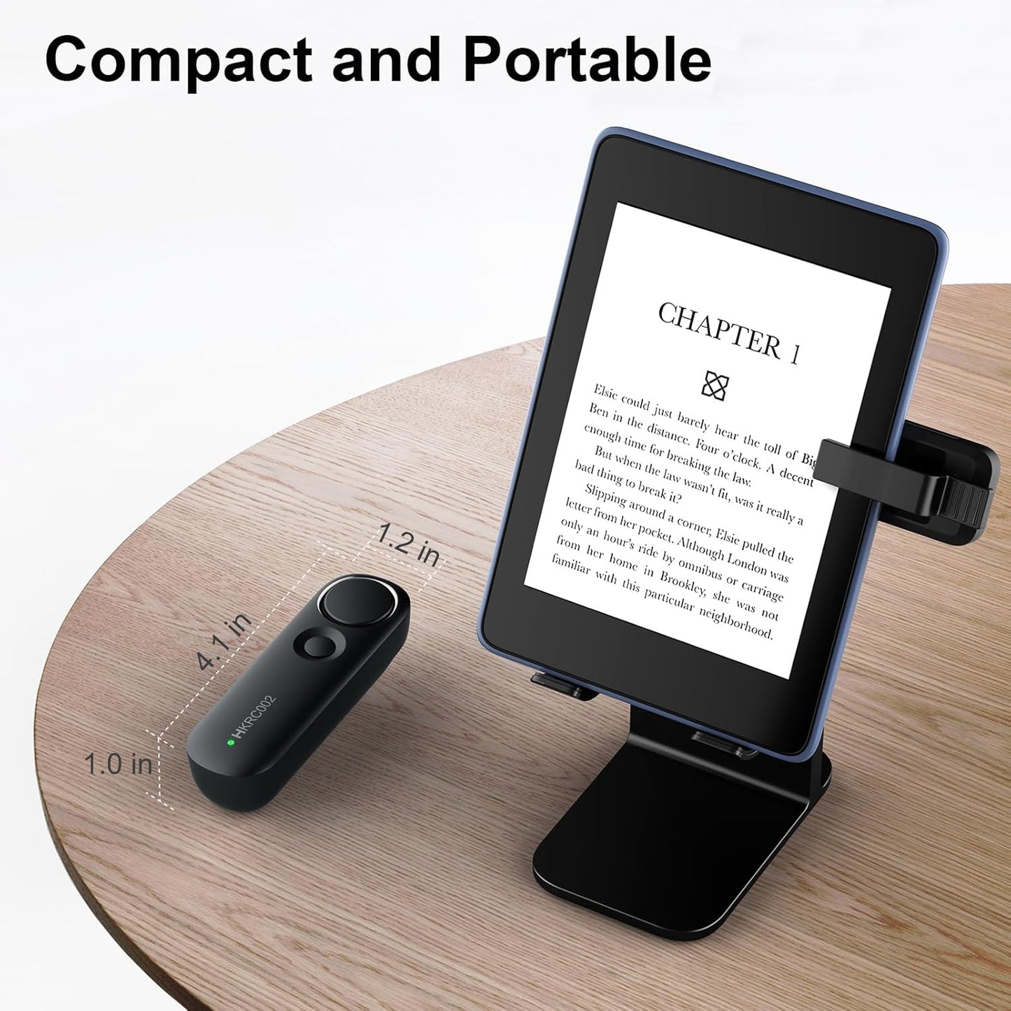 Remote Control Page Turner for Kindle Paperwhite Oasis Scribe, Page Turner Clicker for Kindle App, eReader APP of iPad, iPhone, Android Tablets, with Reading Light, Black