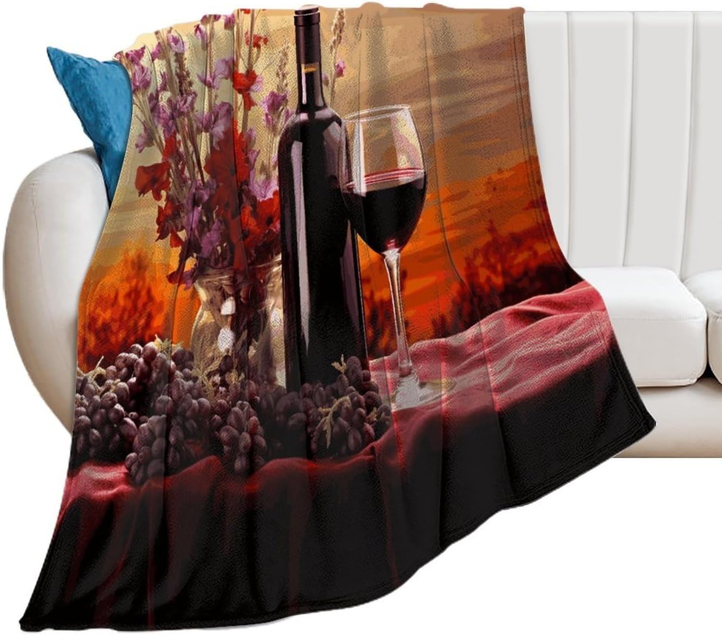 Red Wine Flower Blanket Super Soft Lightweight Throw Blanket Cute Cozy Warm Bed Blanket Decorative Fuzzy Blanket All-Season Home Decor Gift for Sofa Couch Living Room 40"*50" （100 * 130cm）