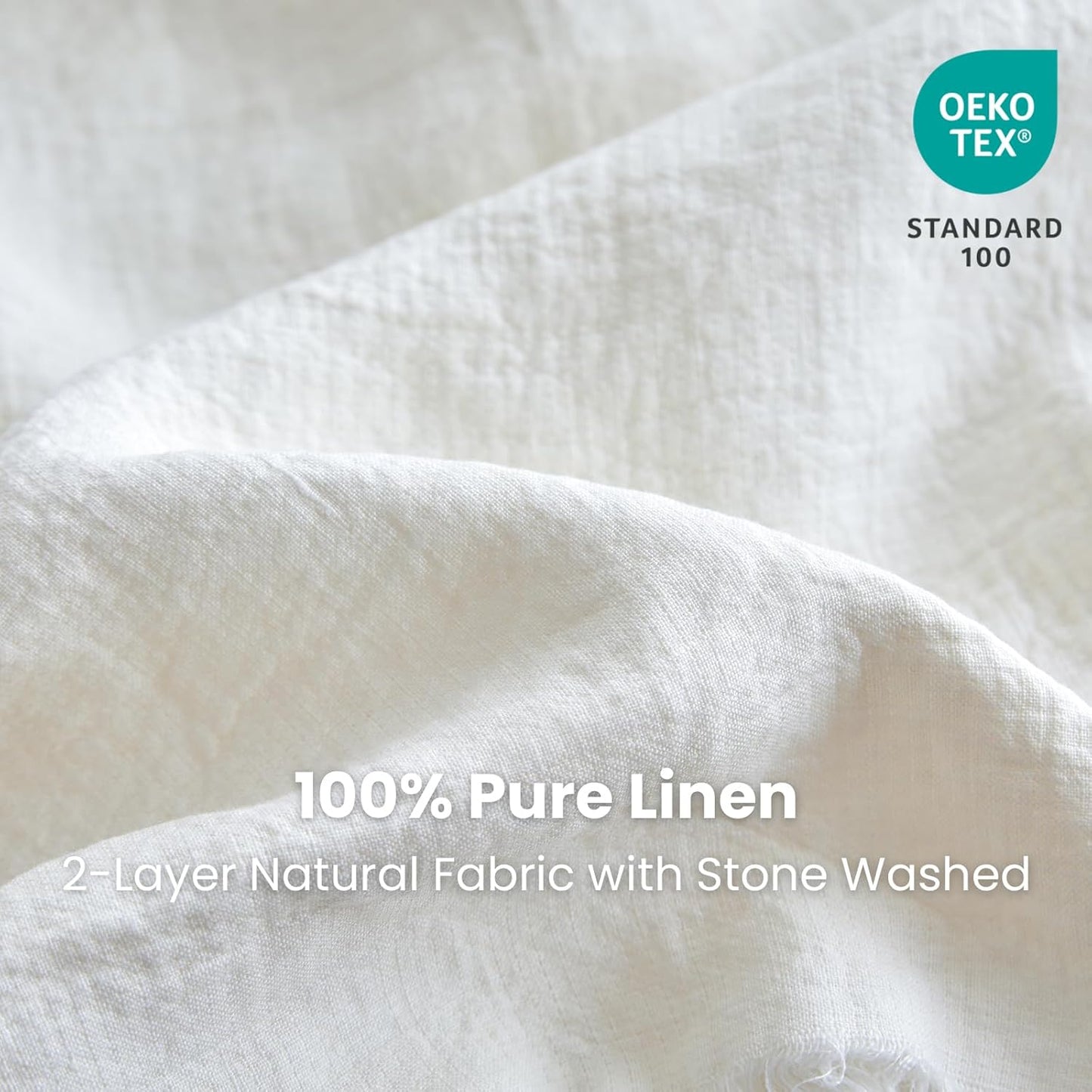 Simple&Opulence 100% Linen Throw Blanket 55x75 inches, Farmhouse Boho Tassel Blanket for Couch, Bed, Sofa, Breathable Natural Cozy Décor, White