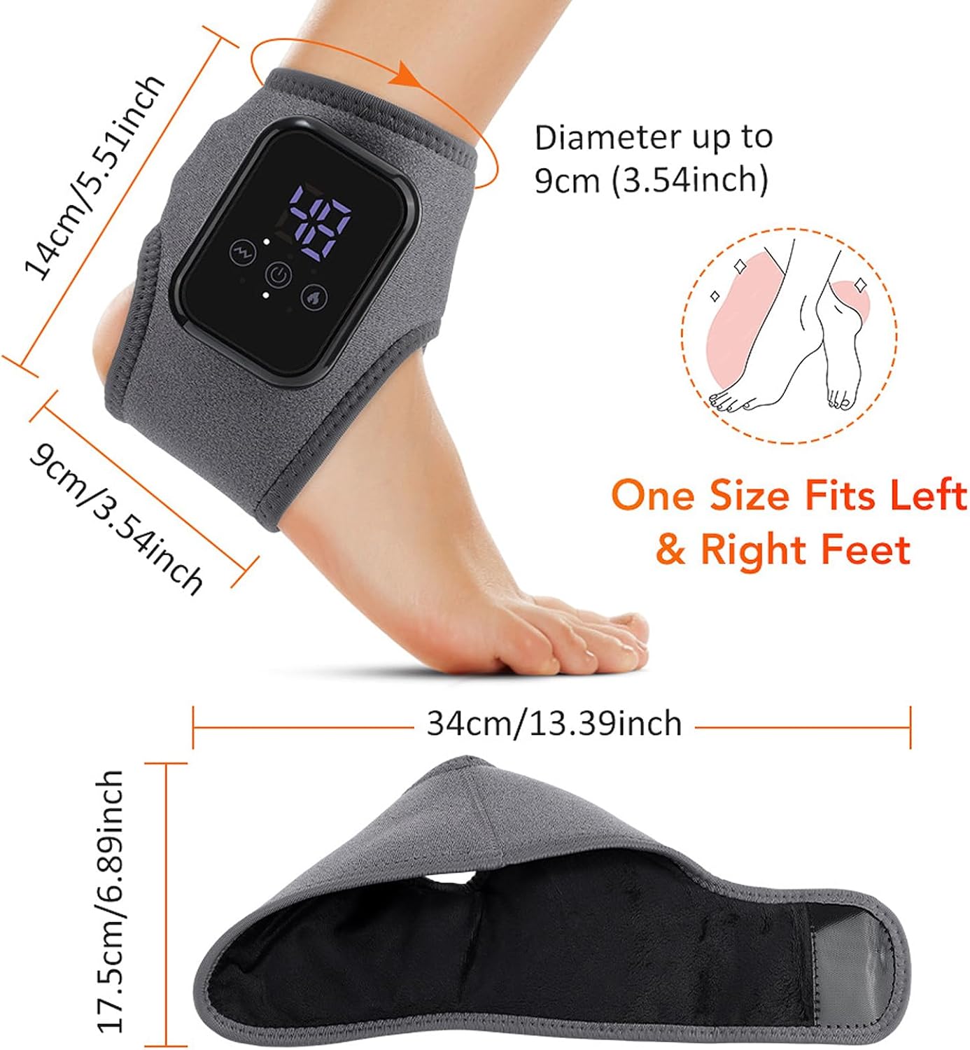 2Pcs Ankle Massager for Pain Relief, Ankle Heating Pads with Massage - 3 Levels Heat & Vibration Adjustable, Auto Shut-Off, Cord-Free Use for Daily Used