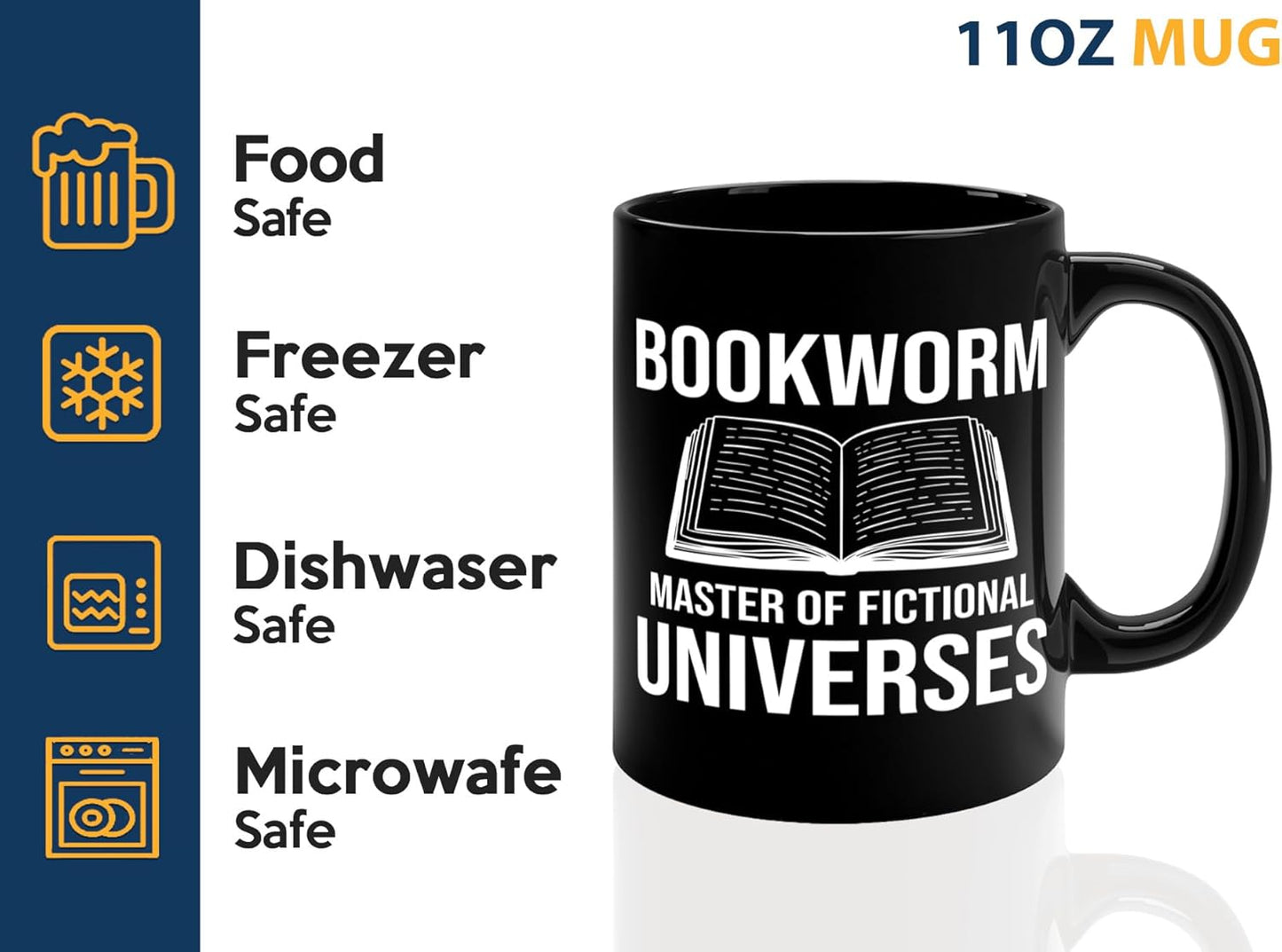 Book Lover Coffee Mug 11oz Black -Bookworm Master of - Bookworm Literature Library Book Lover Reader Booked Editor Intellectual Studious