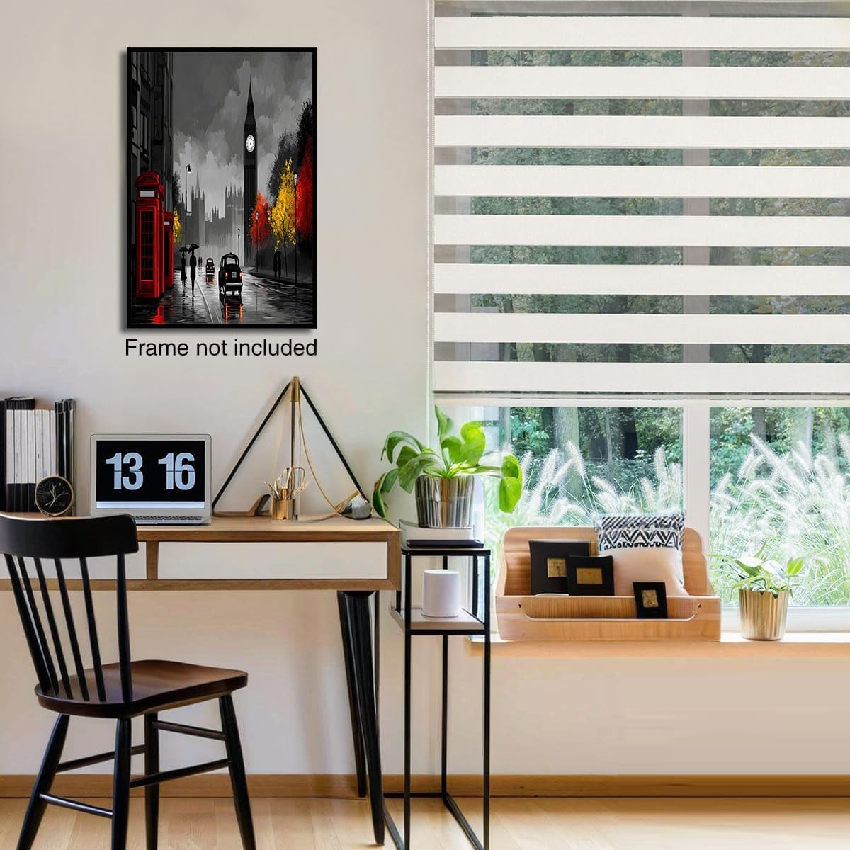 GDJSMIN London Street Scene Wall Art, Big Ben Red Telephone Booth Poster for Reading Room Living Room Decor 12x 16 inch Unframed