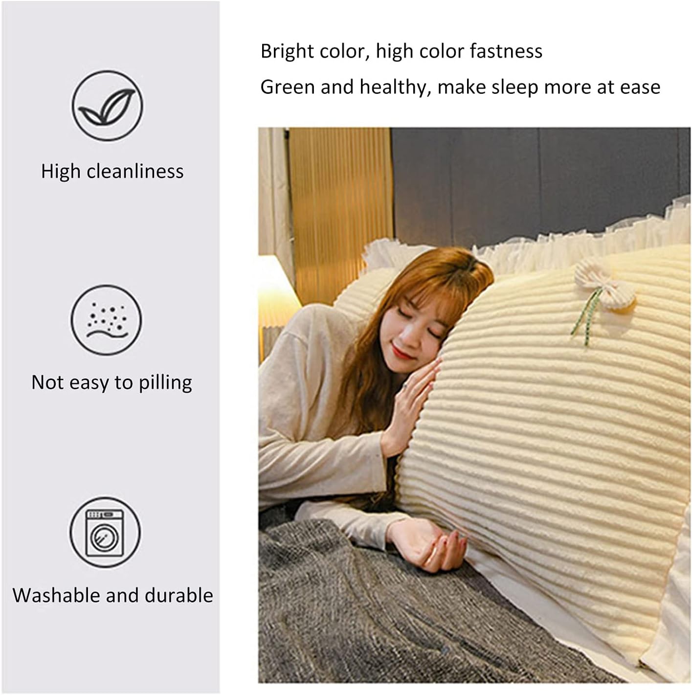 Lacy Design Reading Backrest,Large Bolster Positioning Support Cushion,Upholstered Headboard Positioners Reading Pillow with Removable Cover,for Girls Dorm Home Office Bedroom