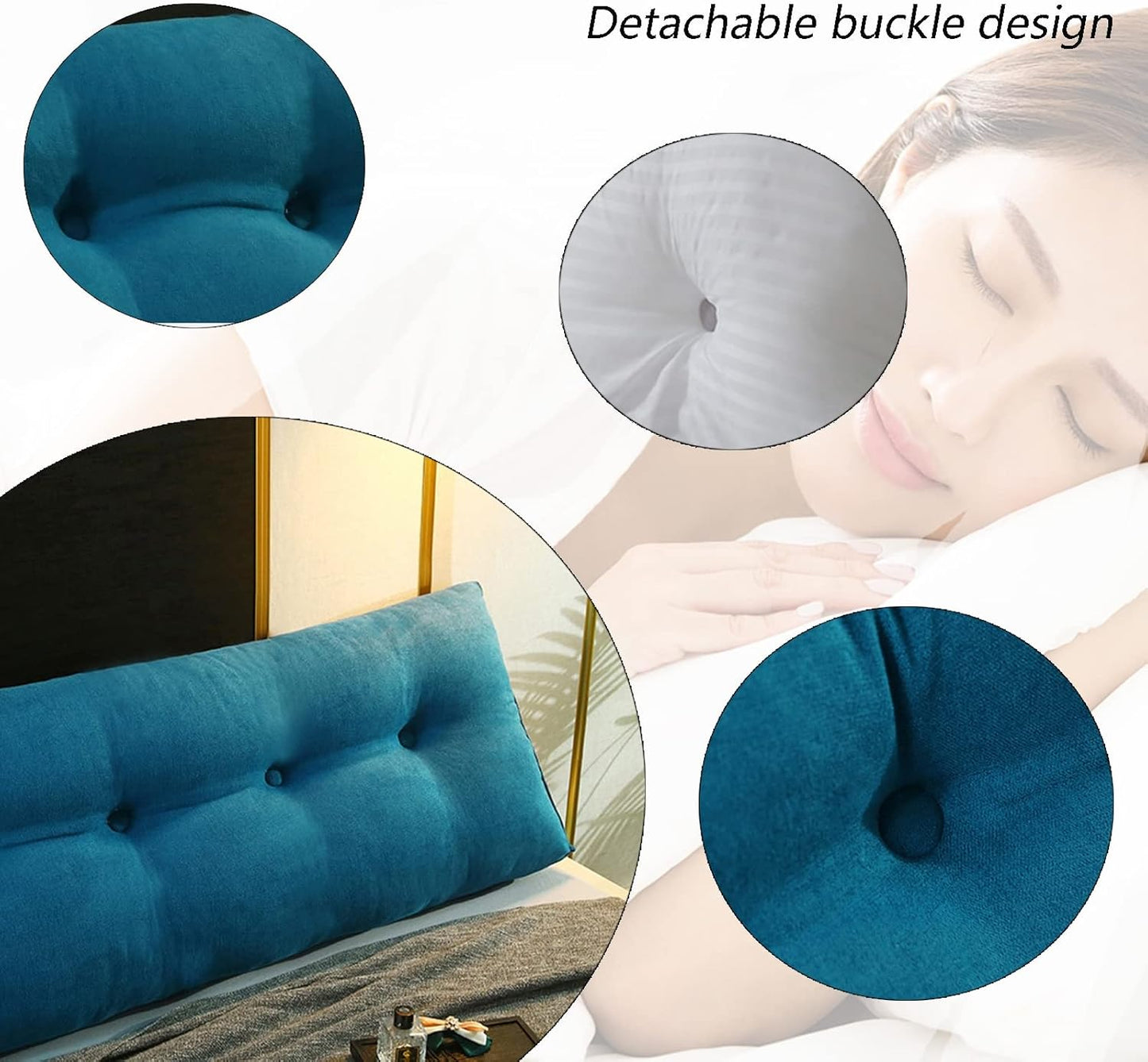 Bolster Headboard Pillow - Backrest Support Cushion for Bed Rest, 31.4IN/80CM, Removable Cover, Comfortable Positioning Pillow for Reading & Relaxing (A 78.74IN/200CM)