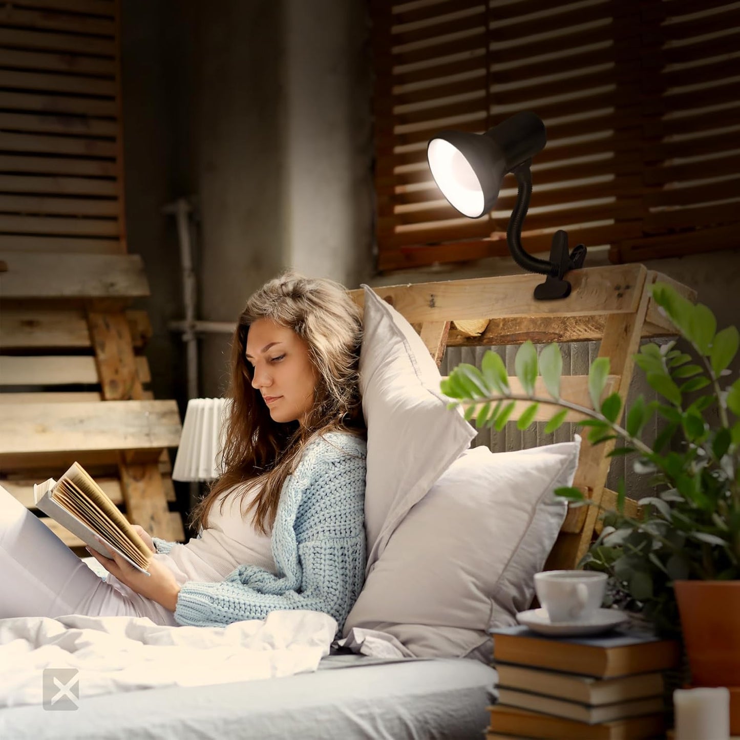 Xtricity LED Clip on Desk Lamp with 360° Flexible Gooseneck, Reading Light for Bed Headboard– A19 Bulb Included, 120V, On/Off Switch, 10.25” Height Table Lamp with Black Finish (2 Pack)