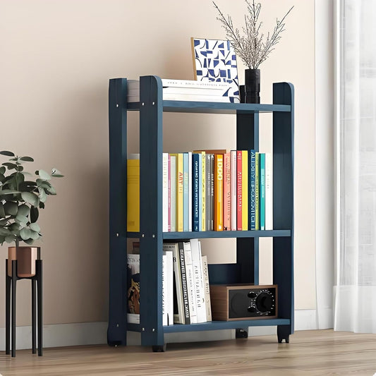 Rotating bookshelf,Book shelf,Spinning bookshelf,Rotating book shelf,Wooden bookshelves,Unique bookshelf,Room decor,Suitable for living room, bedroom, study, living room corner, balcony(Blue)