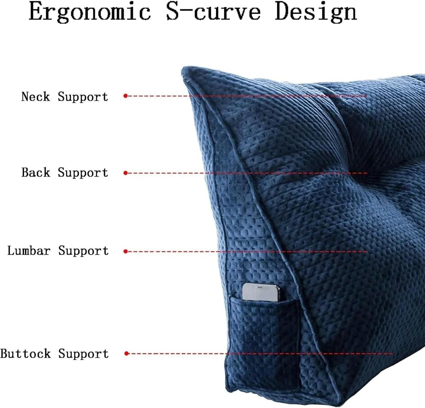 Wedge Body Positioners Pillow, Velvet Large Bolster Bedside Headboard Triangular Wedge Pillow Reading Pillow Lumbar Pad Bed Rest Pillows(Gray,150x50cm)