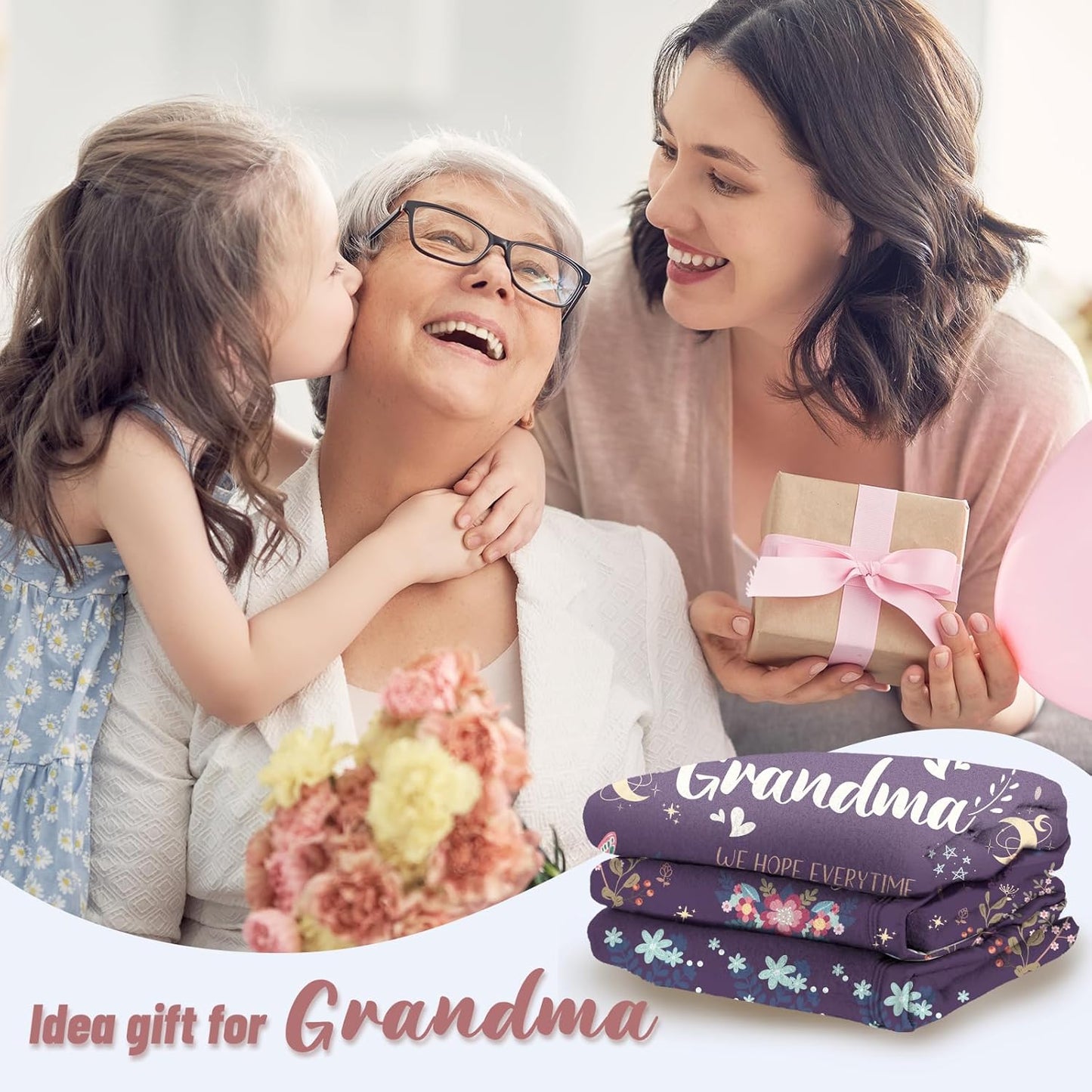 BeneCharm Grandma Blanket Gifts - 60' x 50' - Birthday for Grandma from Grandkids