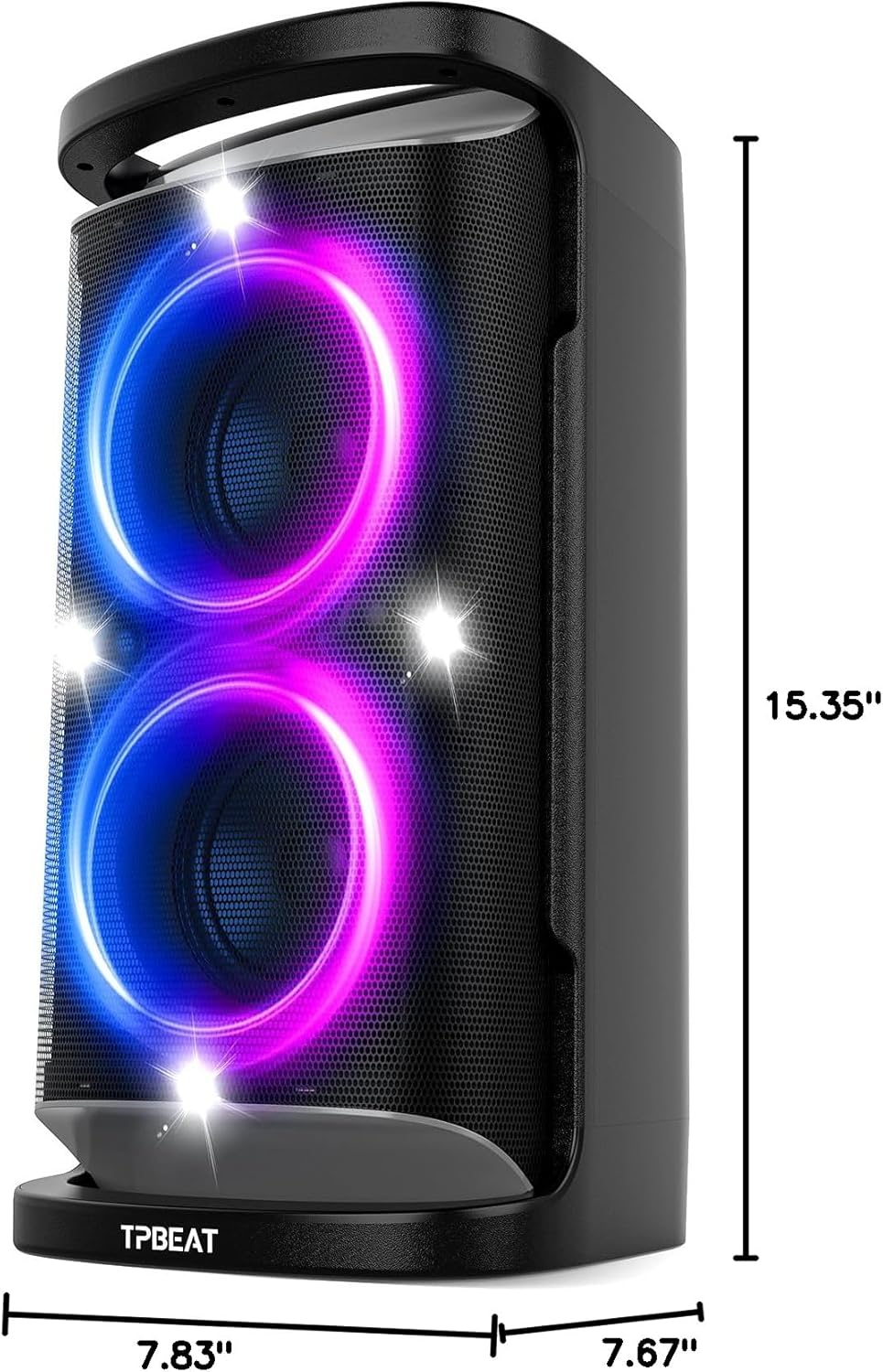 Portable Bluetooth Speaker: 160W Peak Powerful Loud Sound Deep Bass Wireless Boombox Large Subwoofer 15 Hours Battery Life Fast Charging with Led Light Show for Party Outdoor Camping Backyard