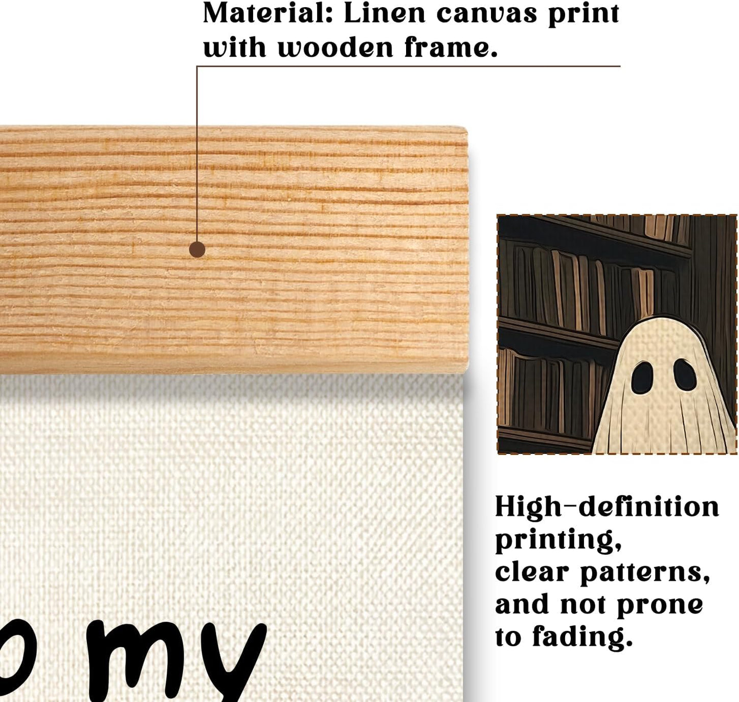 HEYJEEPER Cozy Ghost Wall Art, Reading Ghost Poster, Bookish Aesthetic Artwork Wall Hanging Decor for Library, Bedroom, Living Room, Calm Literary Home Decor,Bookworm Gift 14x18.5Inch(Colorful - Ghost04)