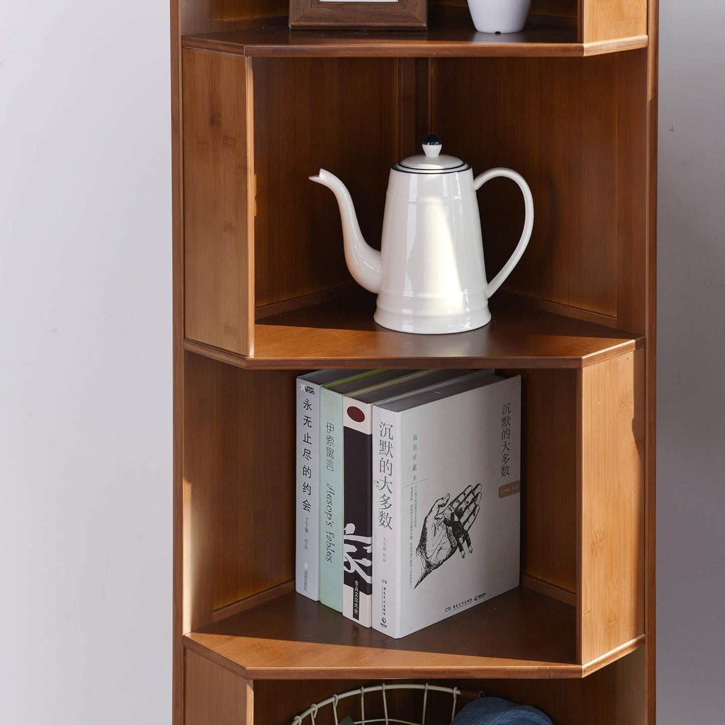 3-Shelf Industrial Corner Bookcase - A-Shaped Display Tall Bookshelf Multifunctional Storage Display Stand for Home Office & Living Room Decoration