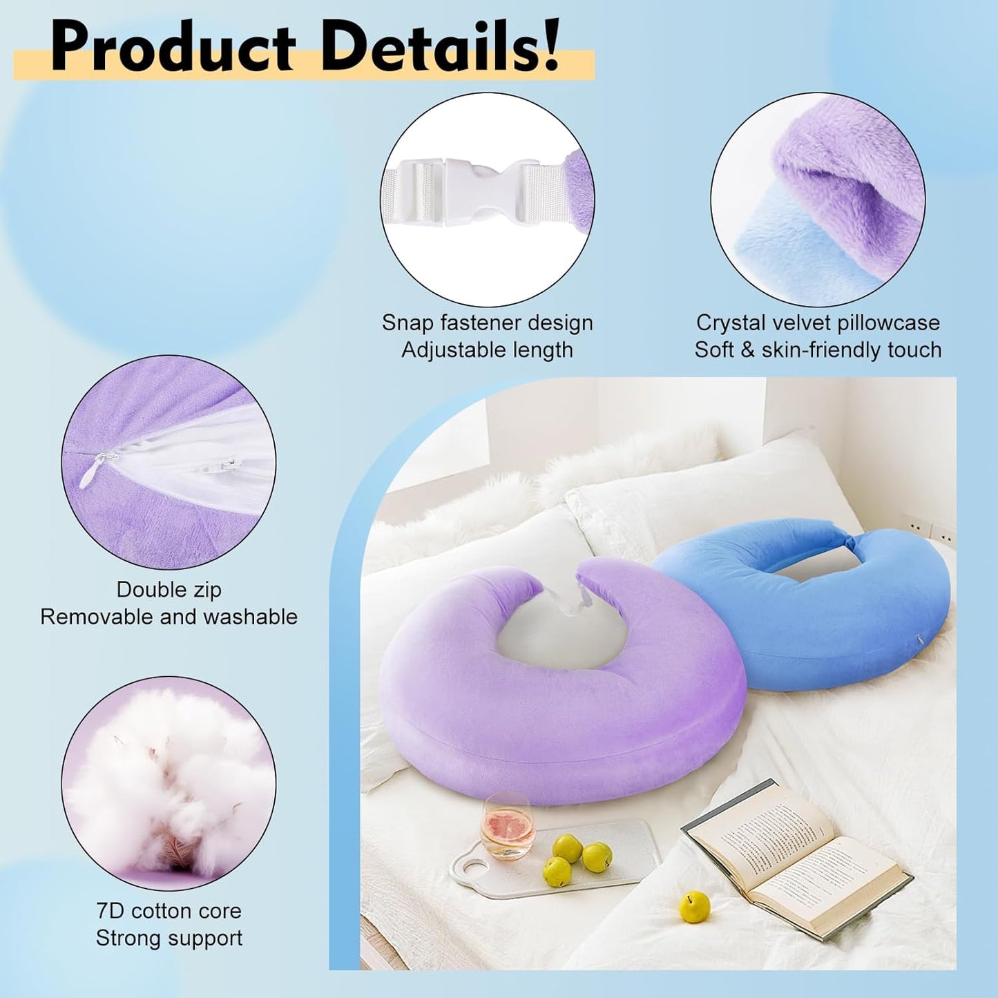 Gaming Pillow Arm Support Pillow for Bed & Sofa: Ergonomic U-Shaped Lap Pillow with Elbow Rest for Adults & Kids - Reduces Arm Pain & Fatigue During Gaming, Reading, Working & Crocheting