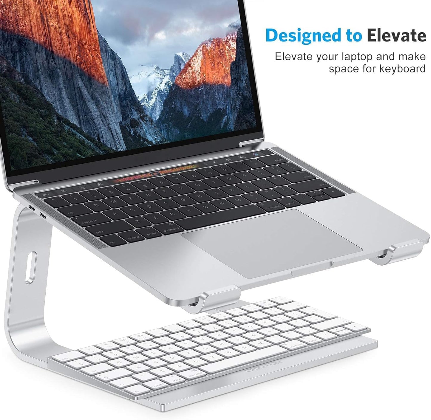 OMOTON Laptop Stand for Desk, Detachable Laptop Riser, Aluminum Laptop Holder, Compatible with MacBook Air/Pro, Dell, HP, and All Laptops (11-16 inch), Silver