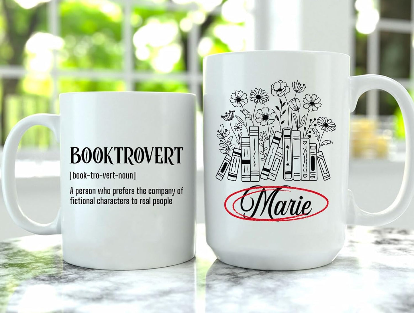 Booktrovert Noun Definition Ceramic Mug Custom Personalized Name 11 oz 15 oz Gift Idea for Book Reading Lovers Introvert Reader