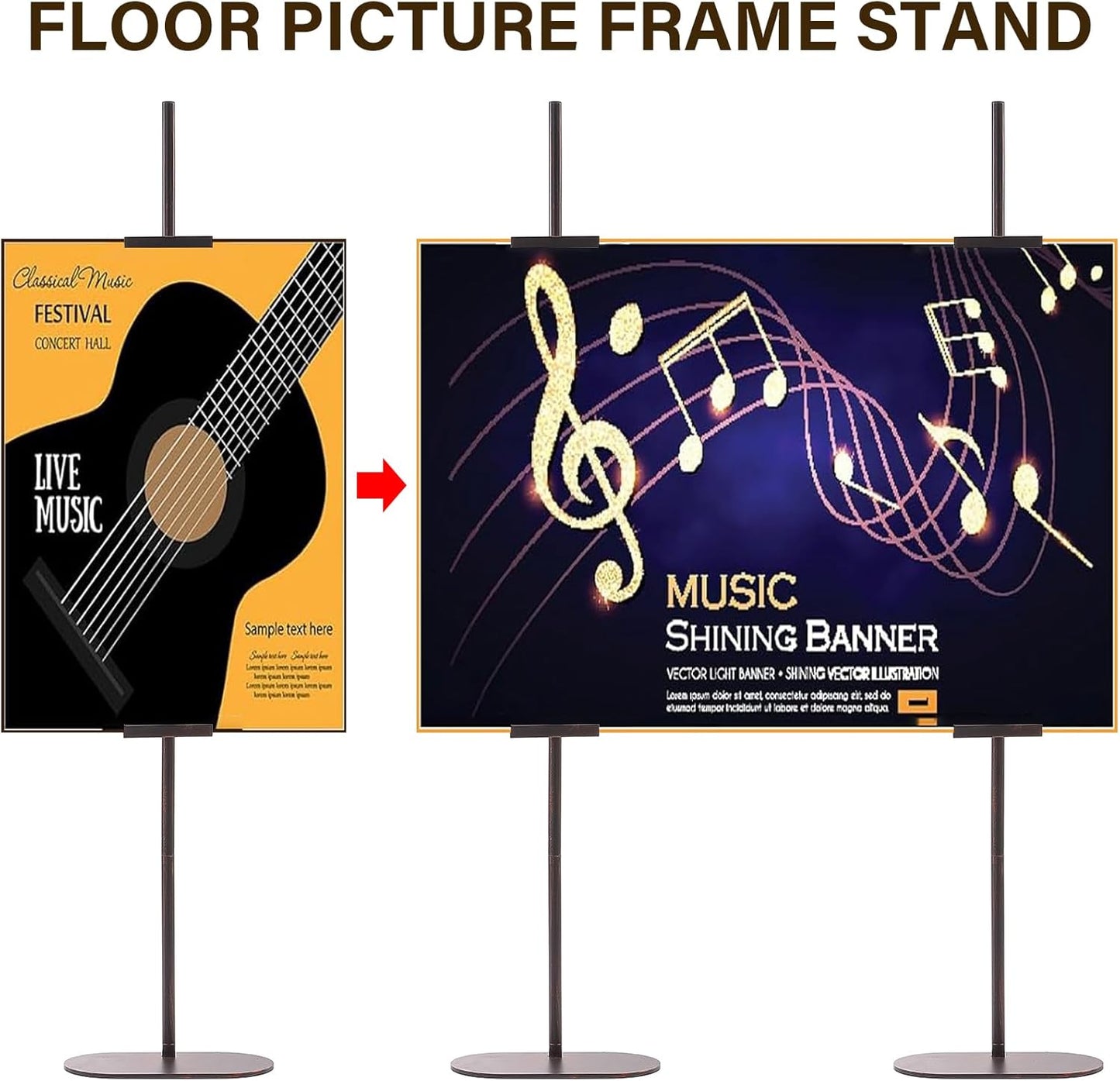 Adjustable Easel Stand for Sign, Art Display Stands for Frames up to 64", Metal Heavy Duty Floor Easels for Painting, Antique Tall Picture Easels with Base for Signs Photos Display