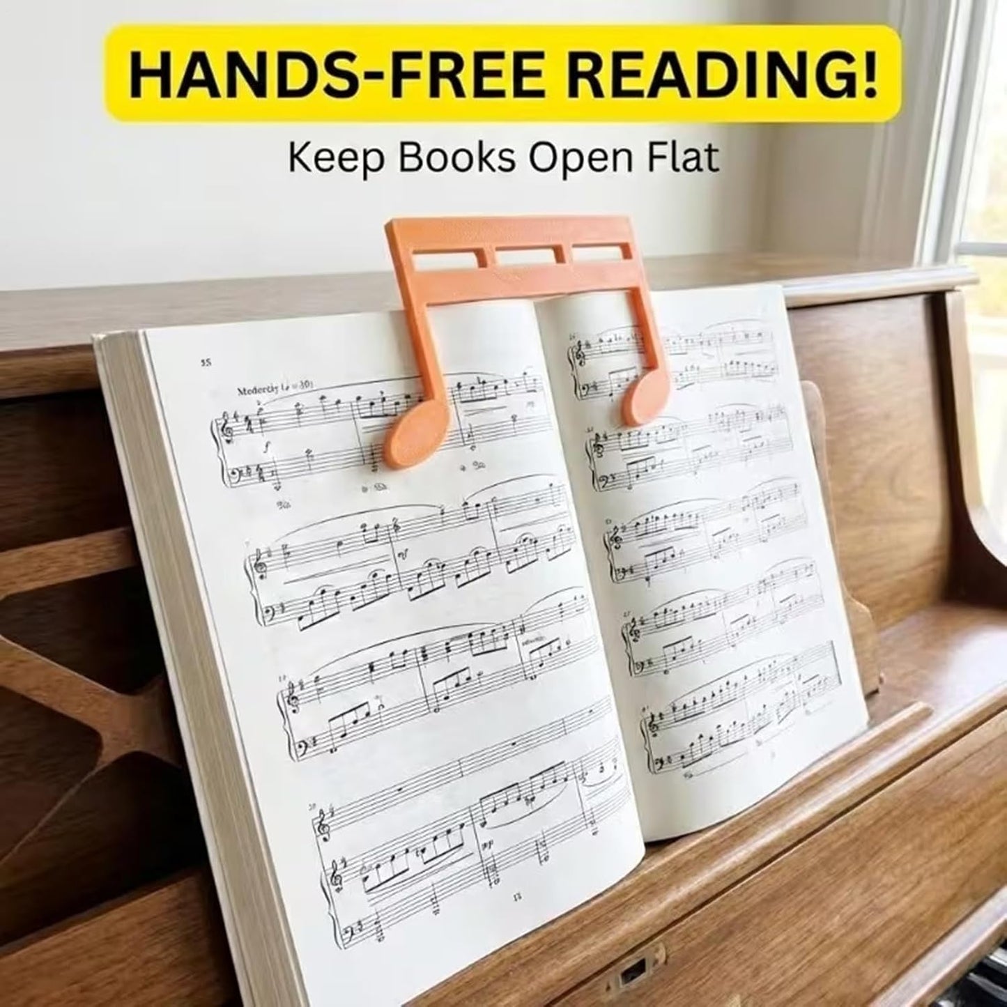 Music Holder for Piano, Non-Slip 3D Printed Clip – Clips for Sheet Music and Bookends – for Pianists, Instrumentalists, Keyboard, Kitchen, Reading Practice, Concerts,