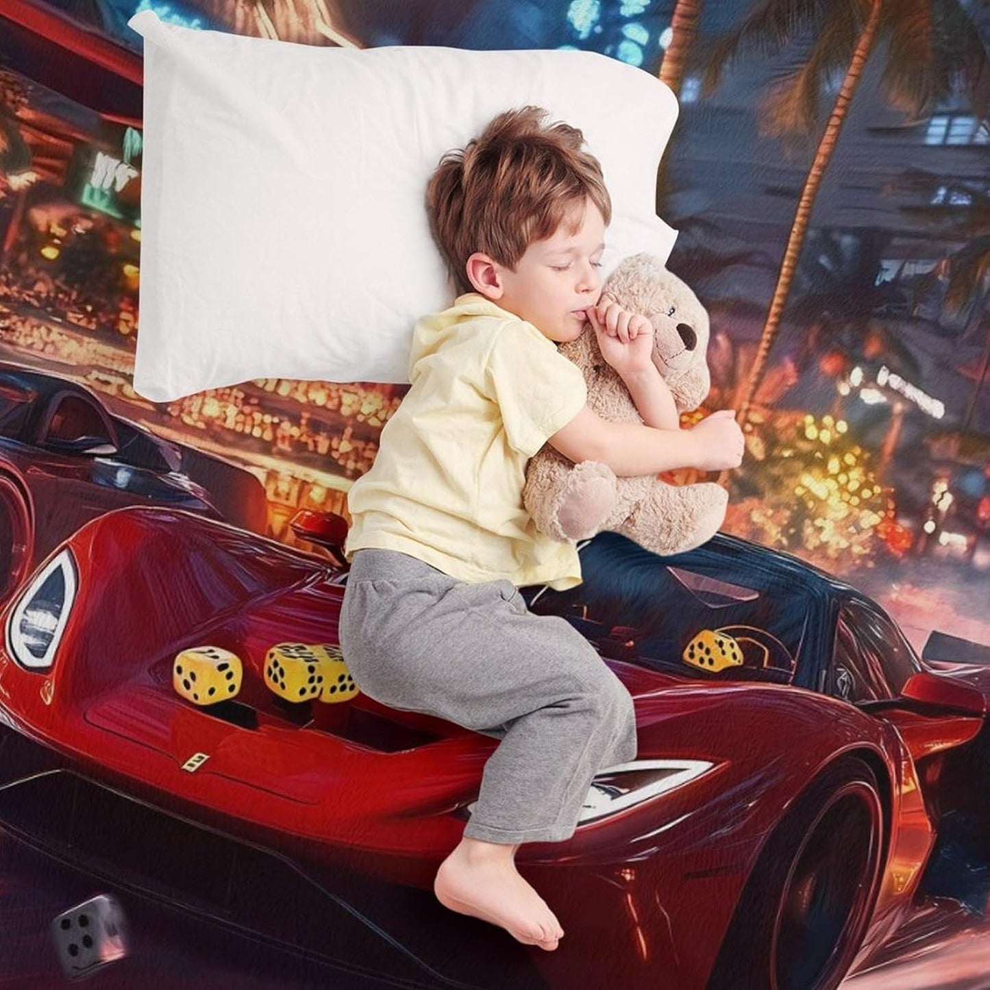Red Sports-Car Throw Blanket for Couch Bed Plush Cozy Fuzzy Flannel Blanket for All Season 50"x70"