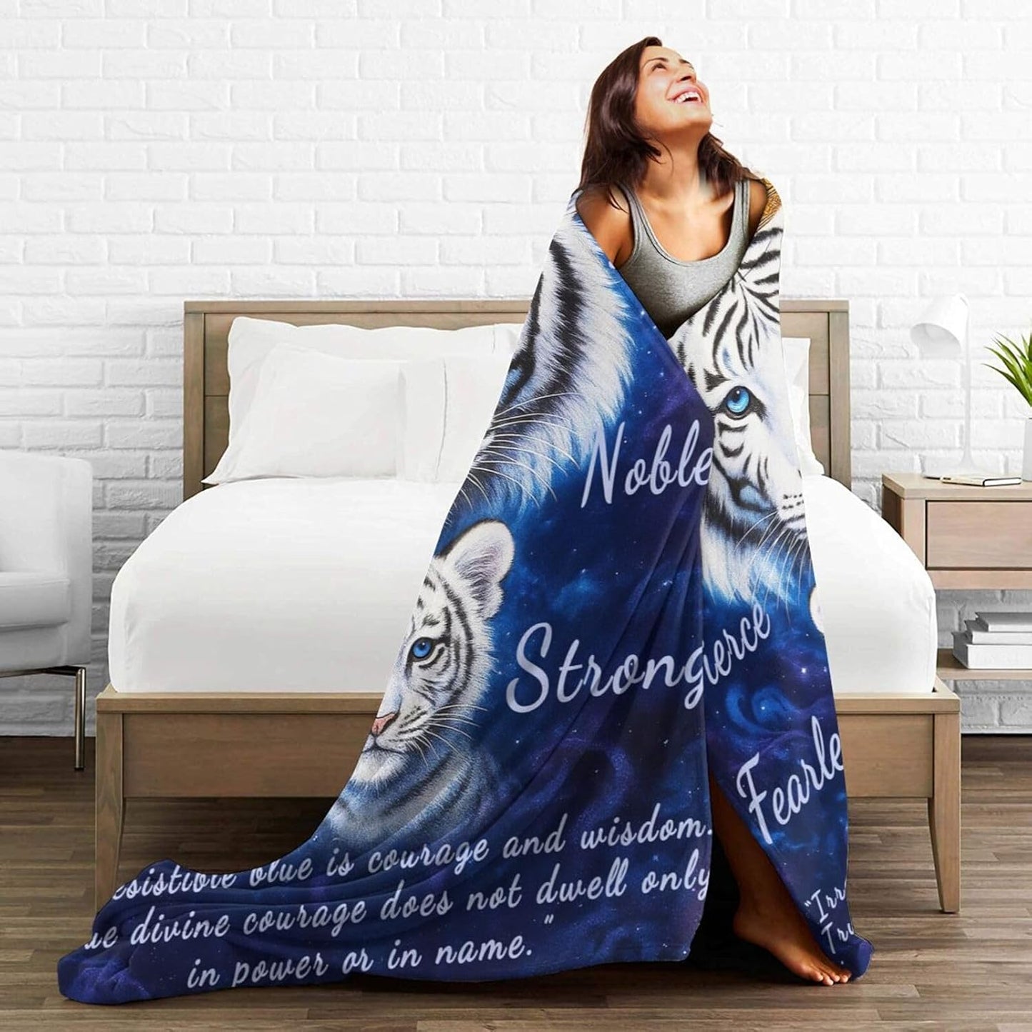 Tiger Blanket Inspirational Tigers Throw Blanket Soft Warm Cozy Fleece Fuzzy Plush Flannel Blankets Gifts for Girls Women Boys Kids Adults 40"X50"