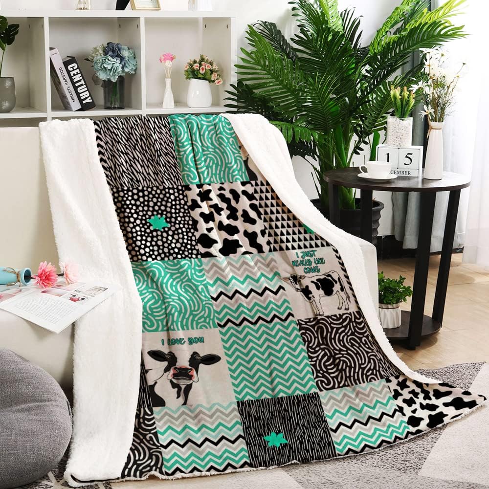 Cow Decor Bedding Throw - Soft Print Queen Size Blanket for Girls & Women - Valentine's Day Gift - 60"x80" (cow3)