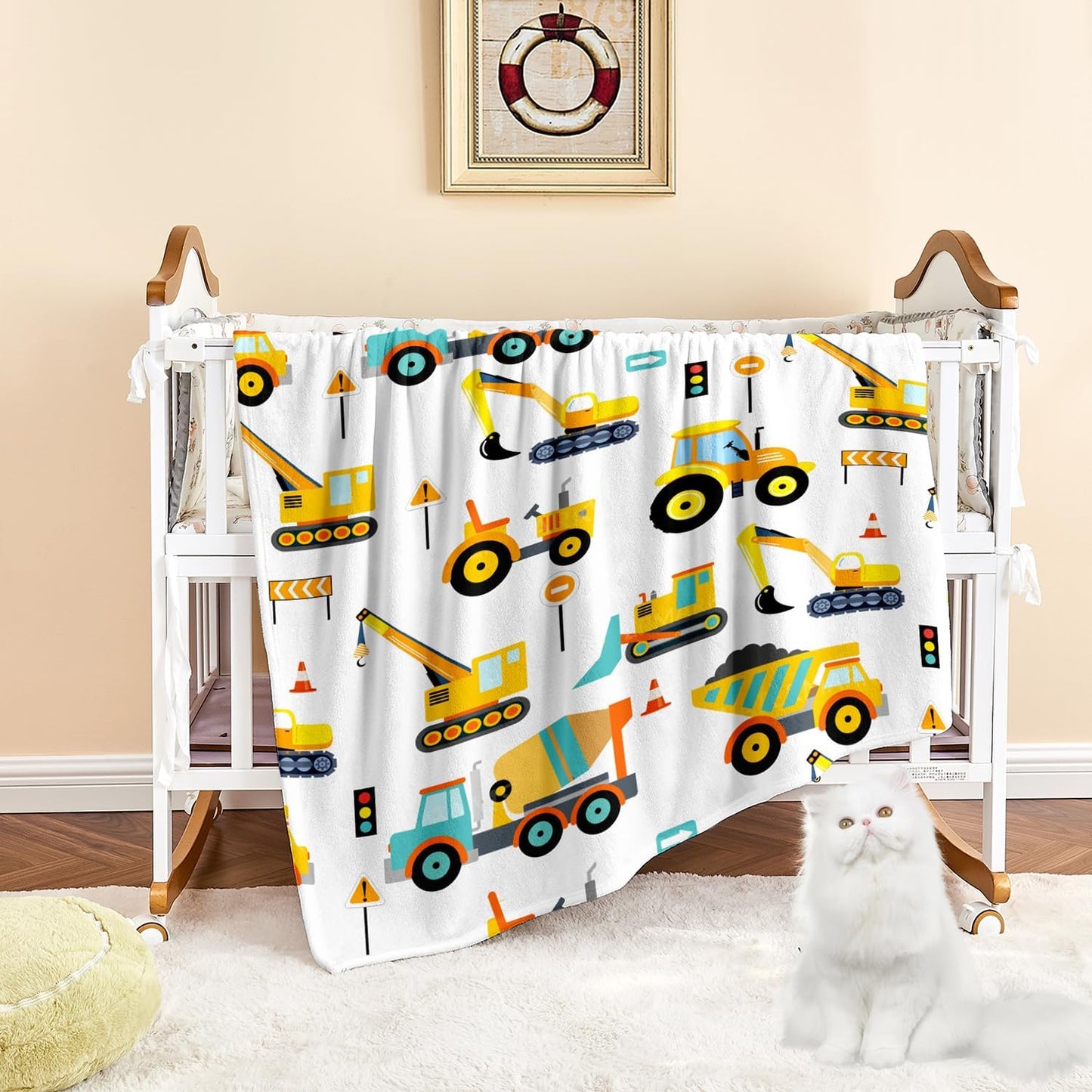 Wajade Kids Fleece Construction Truck Blanket for Boys Soft Throw Blanket with Trucks Car Print Birthday Christmas for Toddler Kids 50"x60"