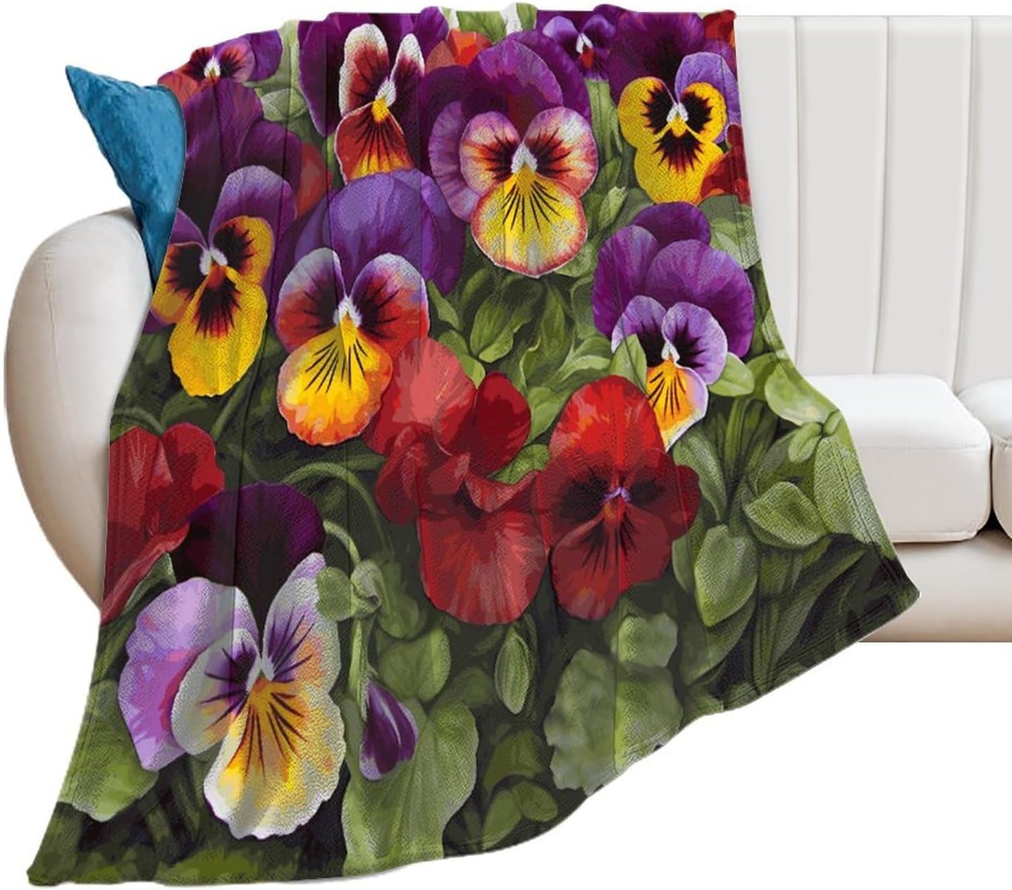 Pansy Perfection Blanket Super Soft Lightweight Throw Blanket Cute Cozy Warm Bed Blanket Decorative Fuzzy Blanket All-Season Home Decor Gift for Sofa Couch Living Room 60"*80"（150 * 200cm）
