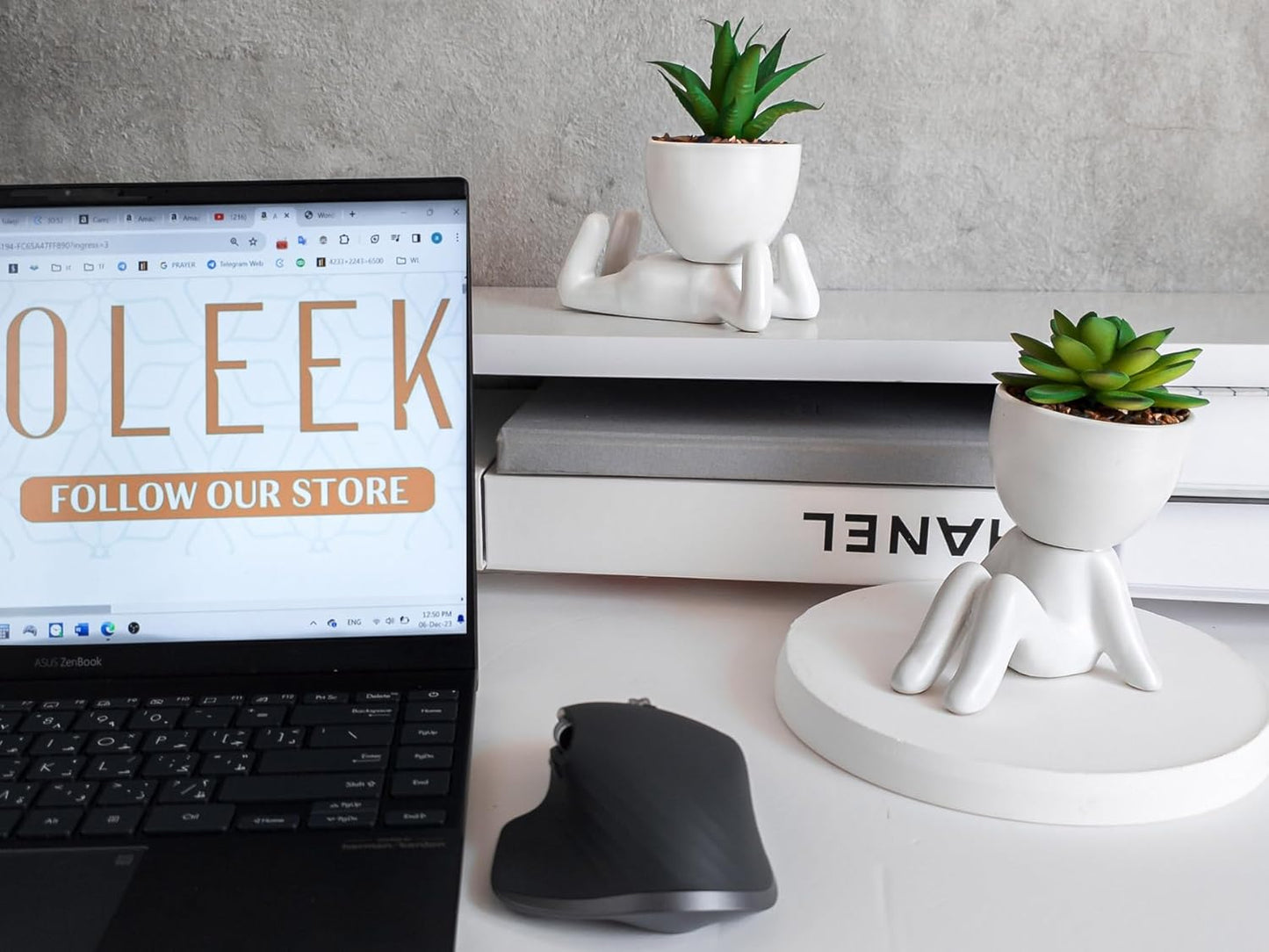 Small Fake Plant Office Decor for Women - Desk Decorations - Cute Office Decor - Office Plants Decor for Wall Shelf - Succulents Fake Plants Home Decor - Office Desk Accessories