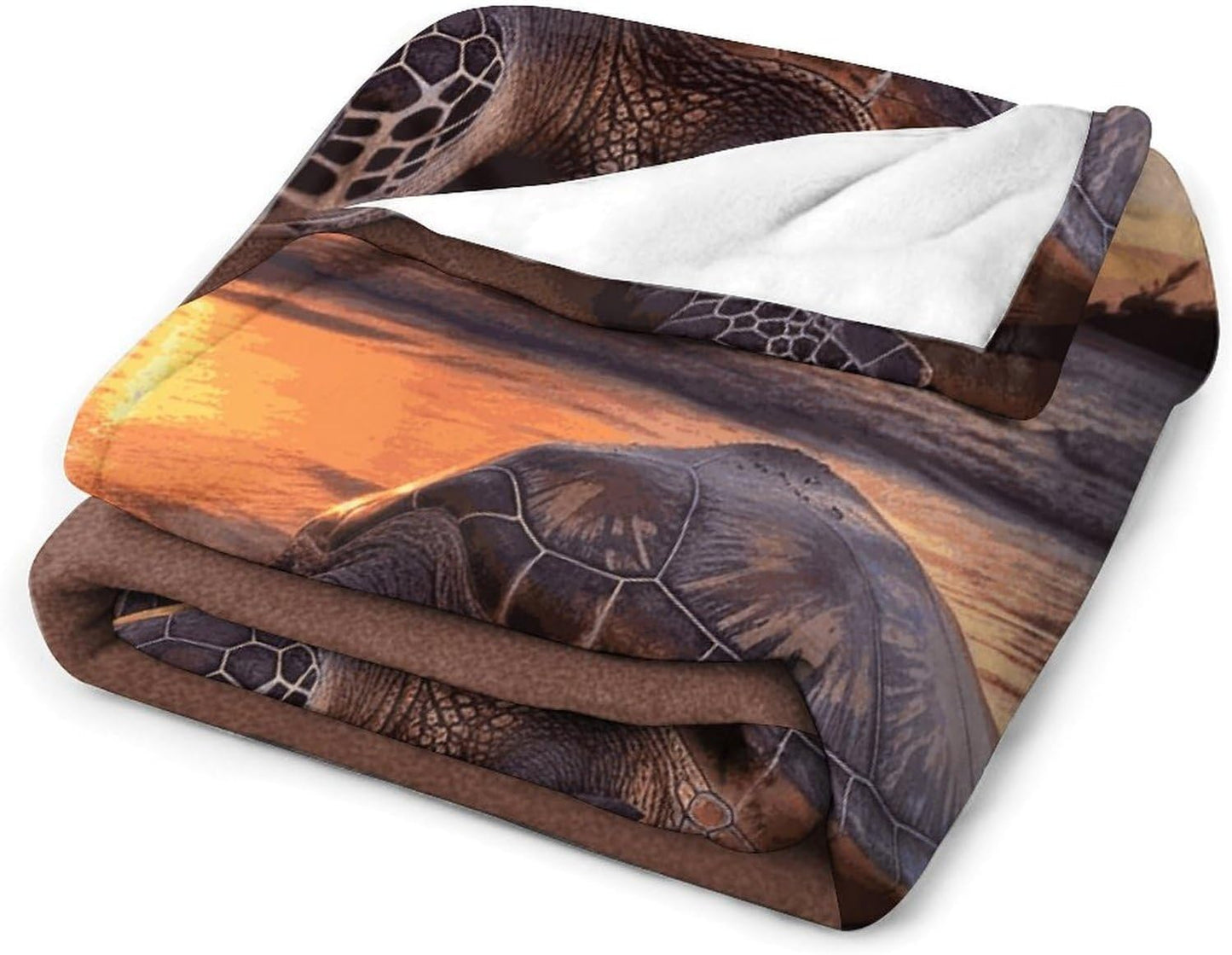 Sea Turtle Sunset Blanket Super Soft Lightweight Throw Blanket Cute Cozy Warm Bed Blanket Decorative Fuzzy Blanket All-Season Home Decor Gift for Sofa Couch Living Room 40"*50" （100 * 130cm）