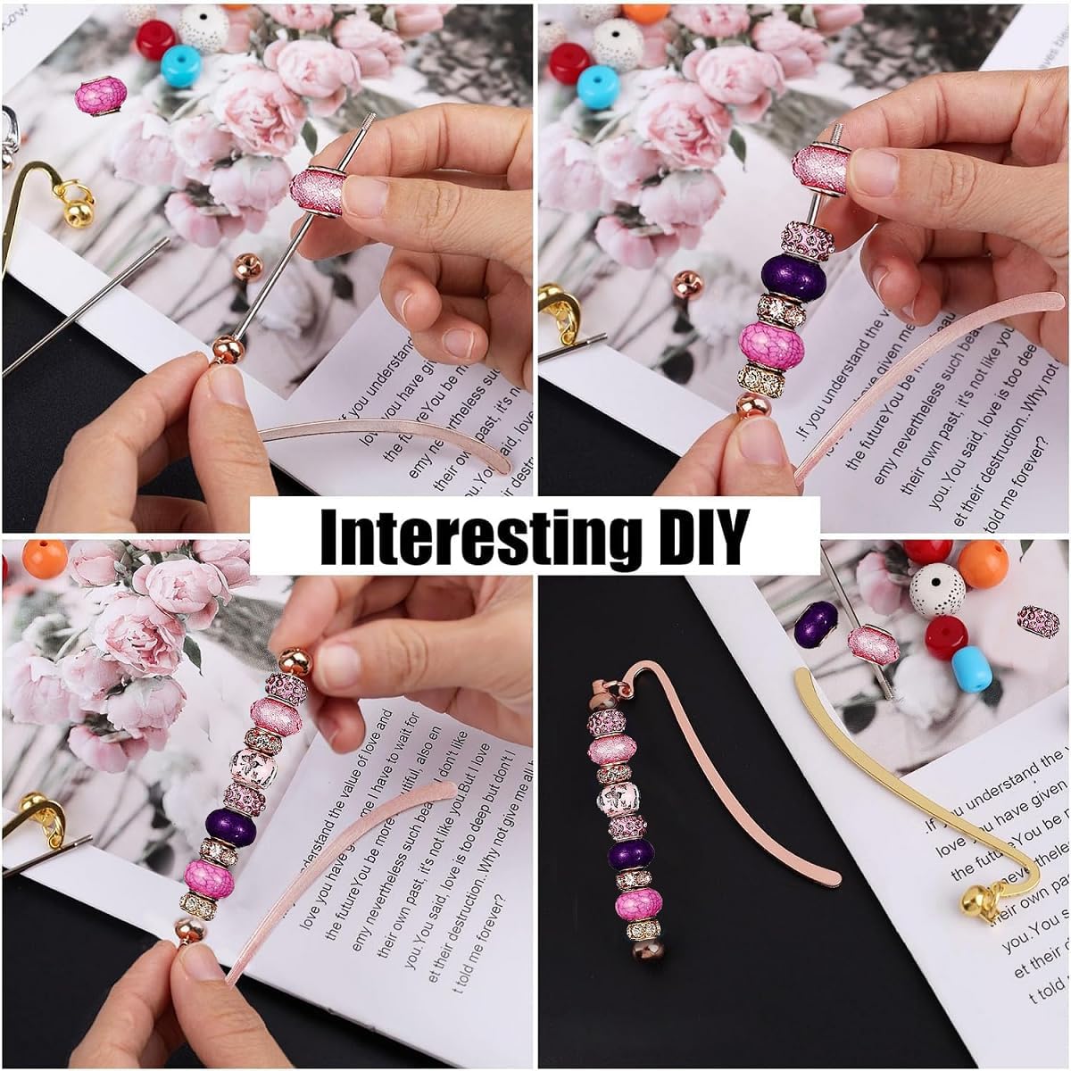 6Pcs Beadable Bookmarks DIY Metal Blank Beaded Bar, Beading Bookmark Bars Bulk for Beads for Book Lovers Student Teacher Office Supplies Craft Jewelry Pendant Charm Gift Birthday Present Gold