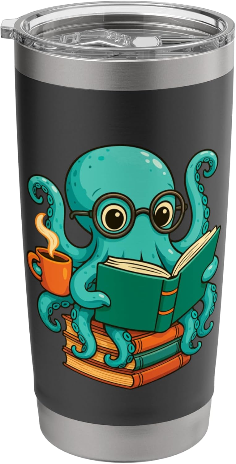 Octopus Reading Book - Reading Bookworm Reader Stainless Steel Insulated Tumbler