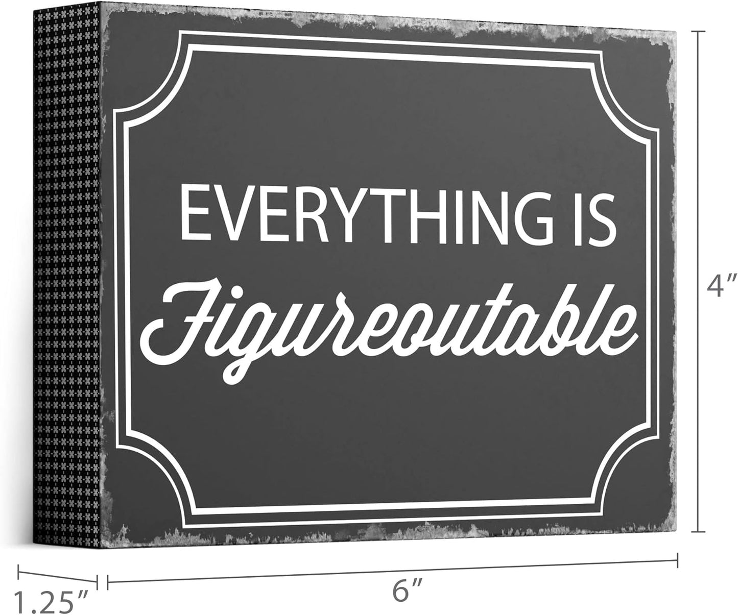 Barnyard Designs Wooden Box Sign Motivational Desk Decor for Women Office, Bathroom Shelf Decoration, Inspirational Desk Decor (Figureoutable)