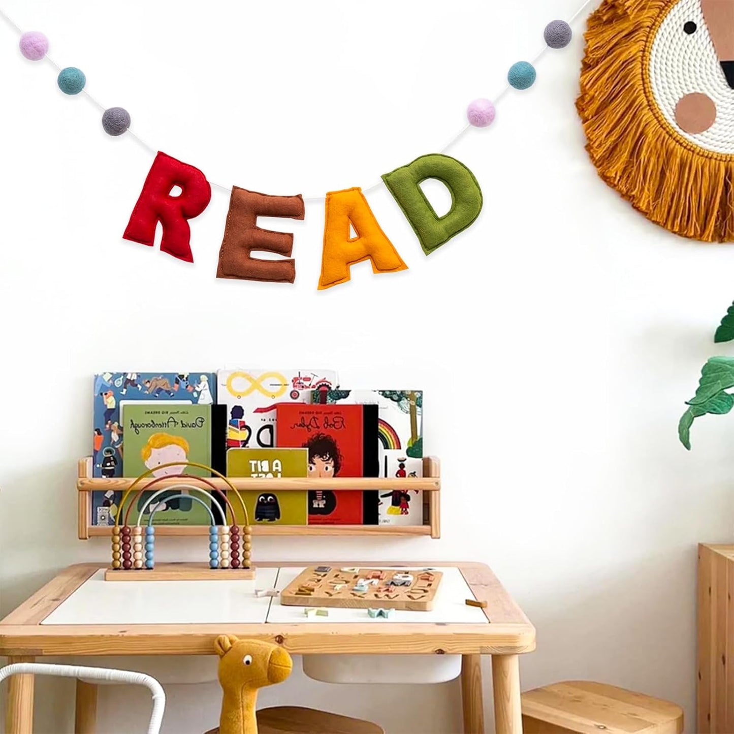 Read Sign - Boho READ Felt Garland Banner, Reading Corner Decor for classroom, Read Hanging Banner for Kids Reading Nook Wall Art Nursery Decor, Read Signs for Classroom Library Family Playroom Decor