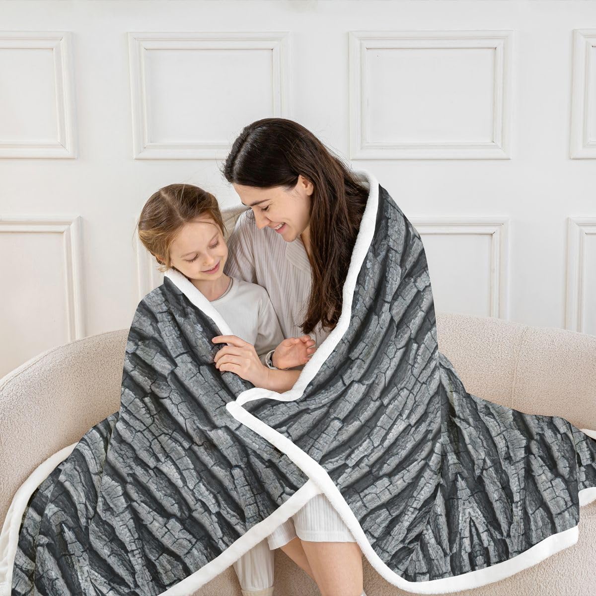 Feelyou Camouflage Sherpa Throw Blanket for Couch Dark Gray Tree Branch Camo Super Soft Cozy Fleece Botanical Blanket for Winter, Plush Throw Rustic Cabin Country Baby 30"x40" Nature Theme All Season
