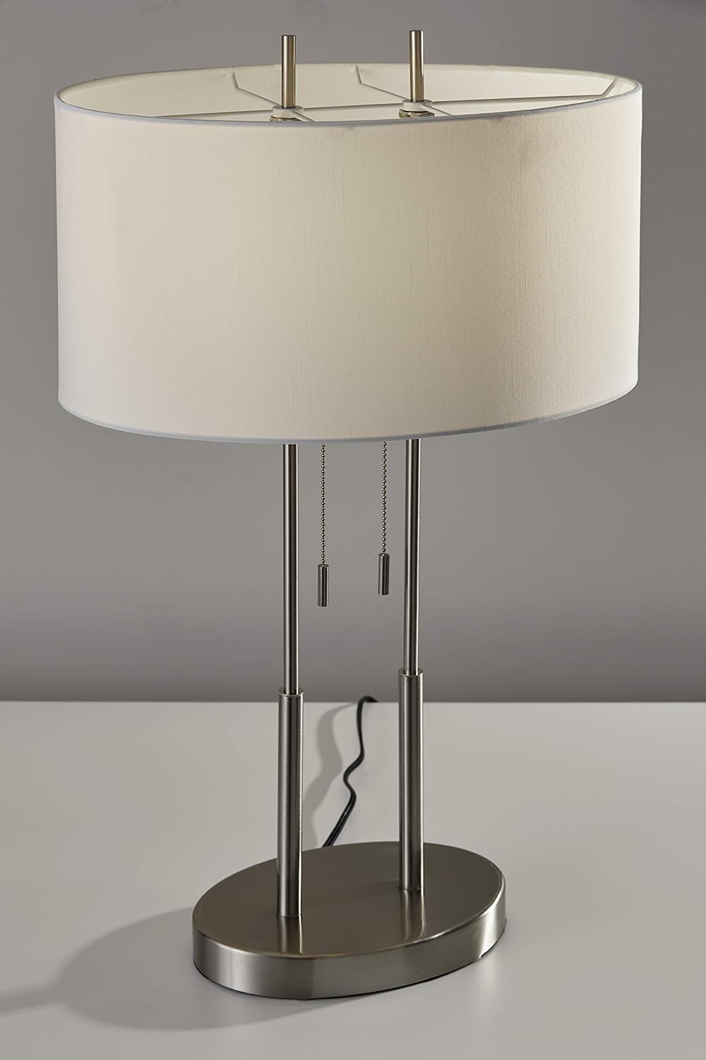 Adesso 4015-22 Duet 27" Table Lamp, Satin Steel, Smart Outlet Compatible
