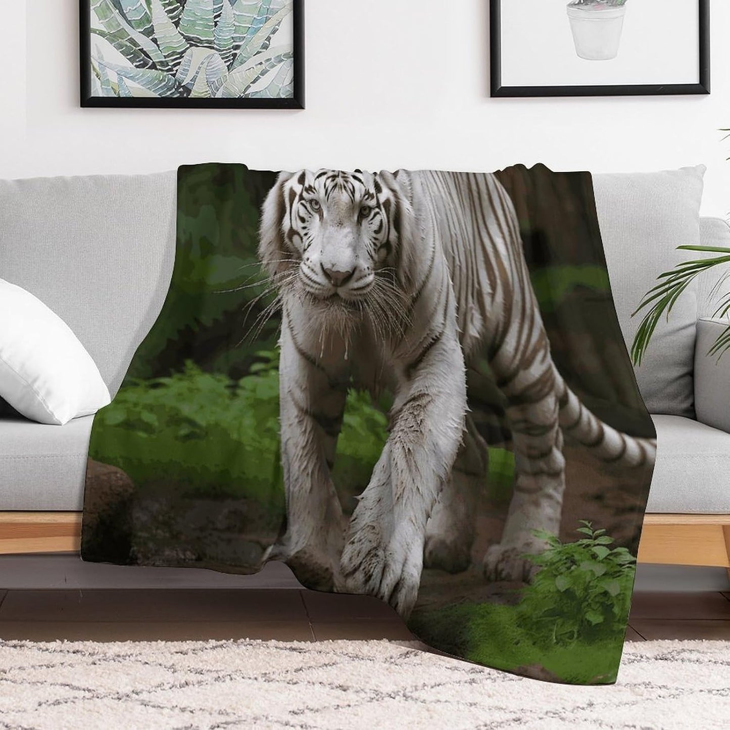Majestic White Bengal Tiger Throw Blanket for Couch Super Soft Warm Lightweight Throw Blankets Cozy Flannel Bed Blanket Cute Decorative Blankets for All Seasons Home Decor Gift 30"*40"（76 * 100cm）